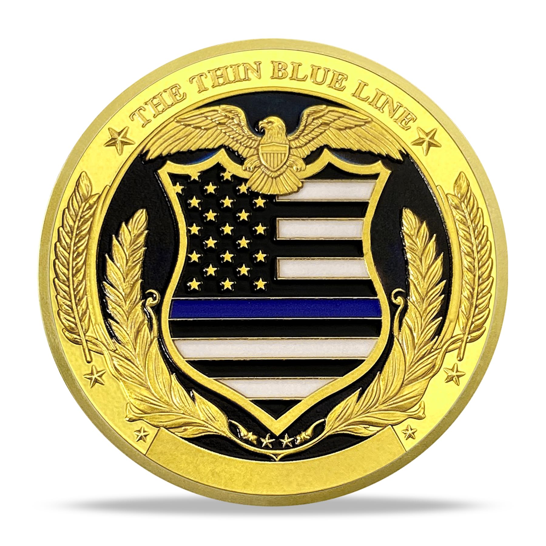 Thin Blue Line Eagle Shield Police Challenge Coin | Law Enforcement Valor & Protection Medallion | Thank You for Your Service Token | Appreciation Gifts for Police Dads, Officers, and Heroes