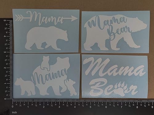 Miniatura 4 de Paquete de 4 calcomanías de mamá osa flecha de mamá oso, oso con cachorros, mamá oso caminando, garra de oso (blanco, pequeño  4 pulgadas)