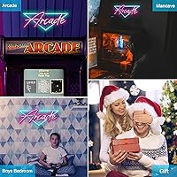 Vista 7 de Kavaas Letrero de neón de arcade, letreros LED para decoración de sala de arcade, letrero de neón retro para dormitorio de niños, decoración