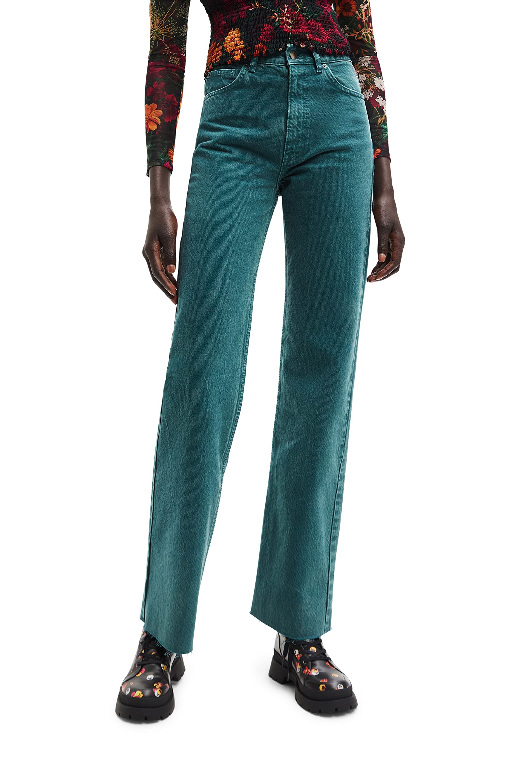 Desigual Women's Denim_LLUÏSA, 4055 Antique Green Jeans, 34