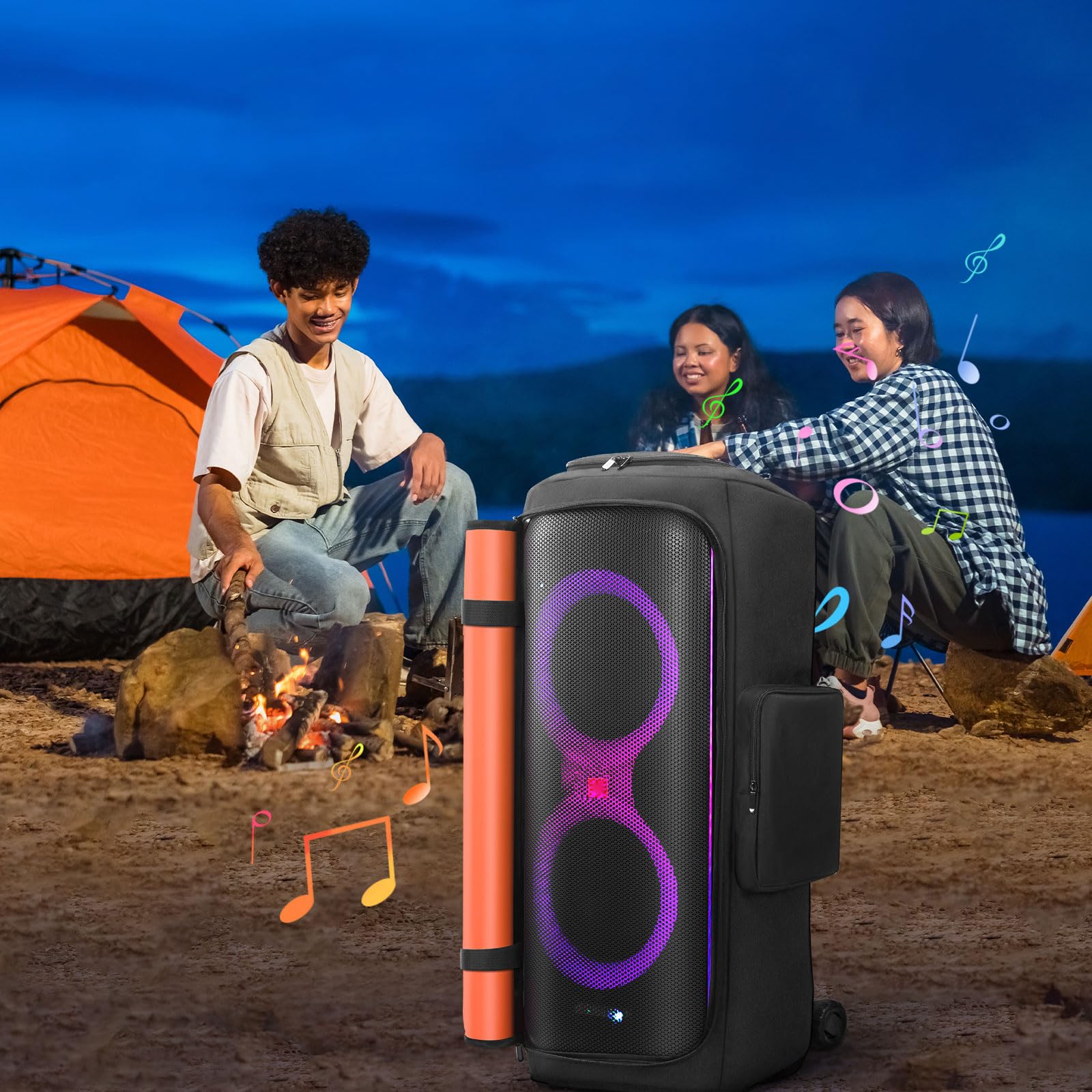 Housse de protection pour enceinte compatible avec JBL PartyBox 710 Enceinte portable, sac de rangement doux pour extérieur avec poches pour chargeur, microphones et accessoires (pour JBL