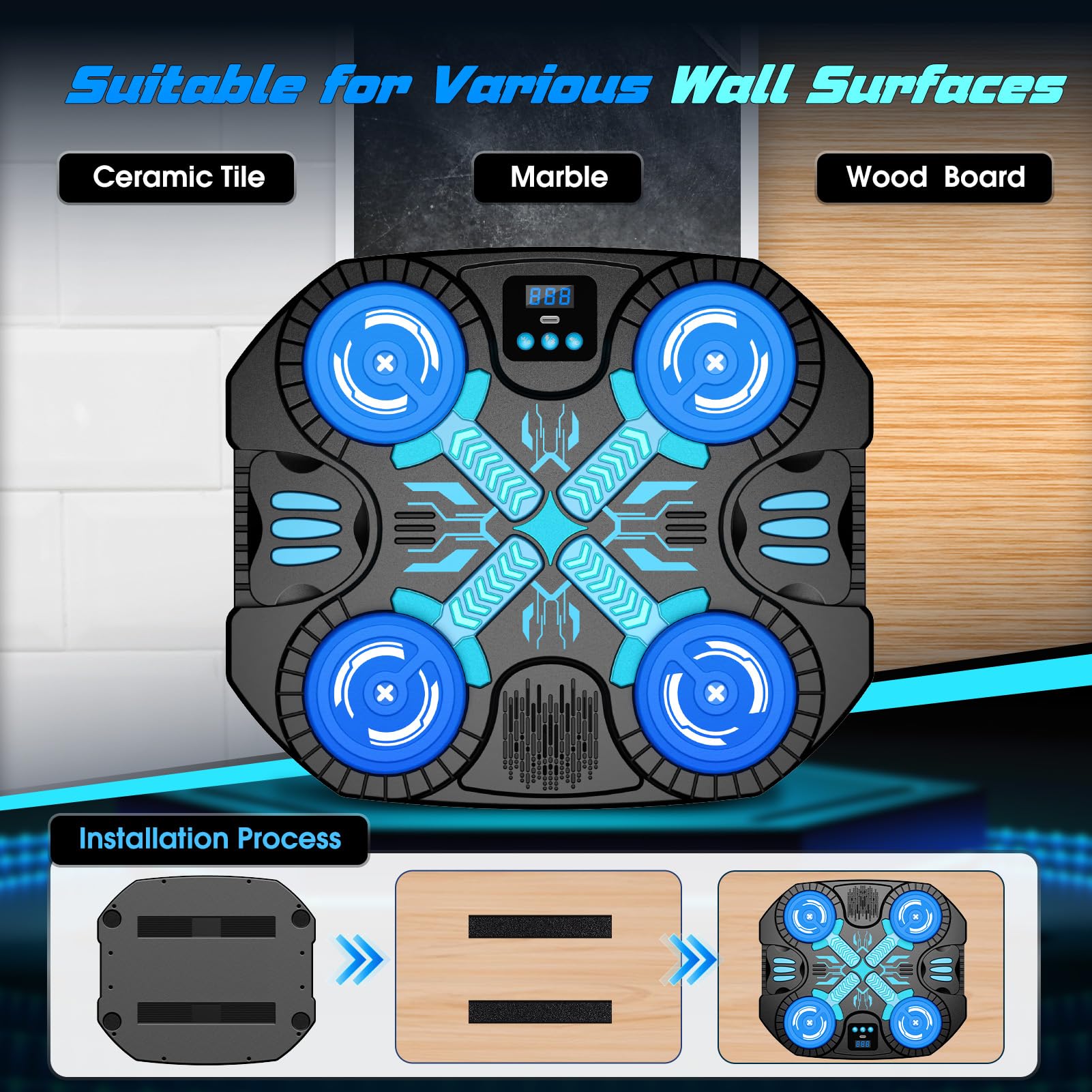 Musical Boxing Machine para Niños, Máquina de Boxeo con Guantes, Bluetooth - 3 Modos de Juego Interactivos - Saco de Boxeo de Pared con Pantalla LED - Juguetes Niño 3-12 años, Regalo Navidad