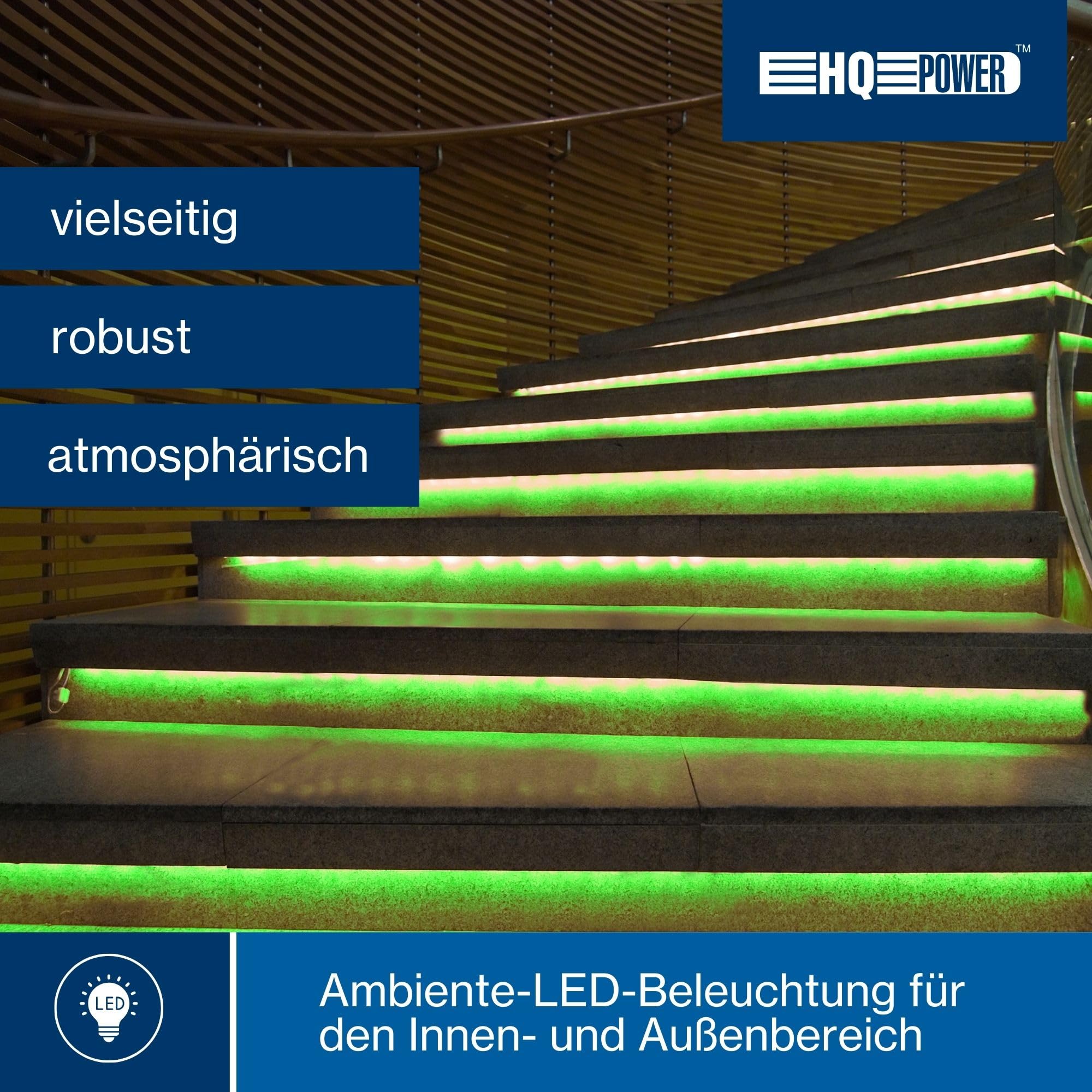 HQ-Power LED-Lichtschlauch, Lichterschlauch außen wetterfest, Lichtschlauch LED, Lichterkette Schlauch, LED Schlauch, Weihnachten, Party, flexibel, Dekoration, 36 LEDs/Meter, grün, 9 m