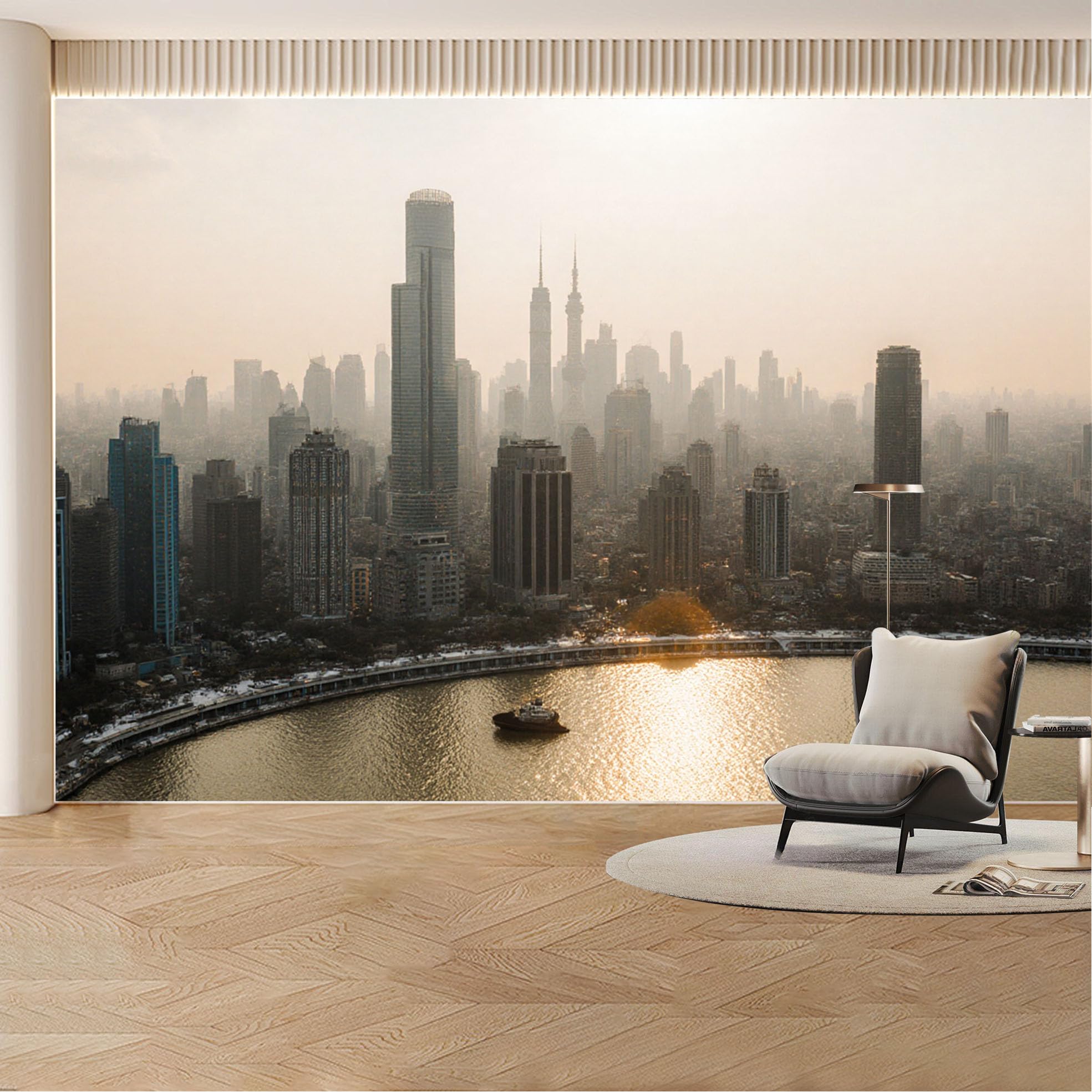 Custom Wall Mural Wallpaper City Skyline Landscape Modern Wall Decor Large Wall Art Urban Sunset Removable SelfAdhesive Large Photo for Living Room， Bedroom， Office