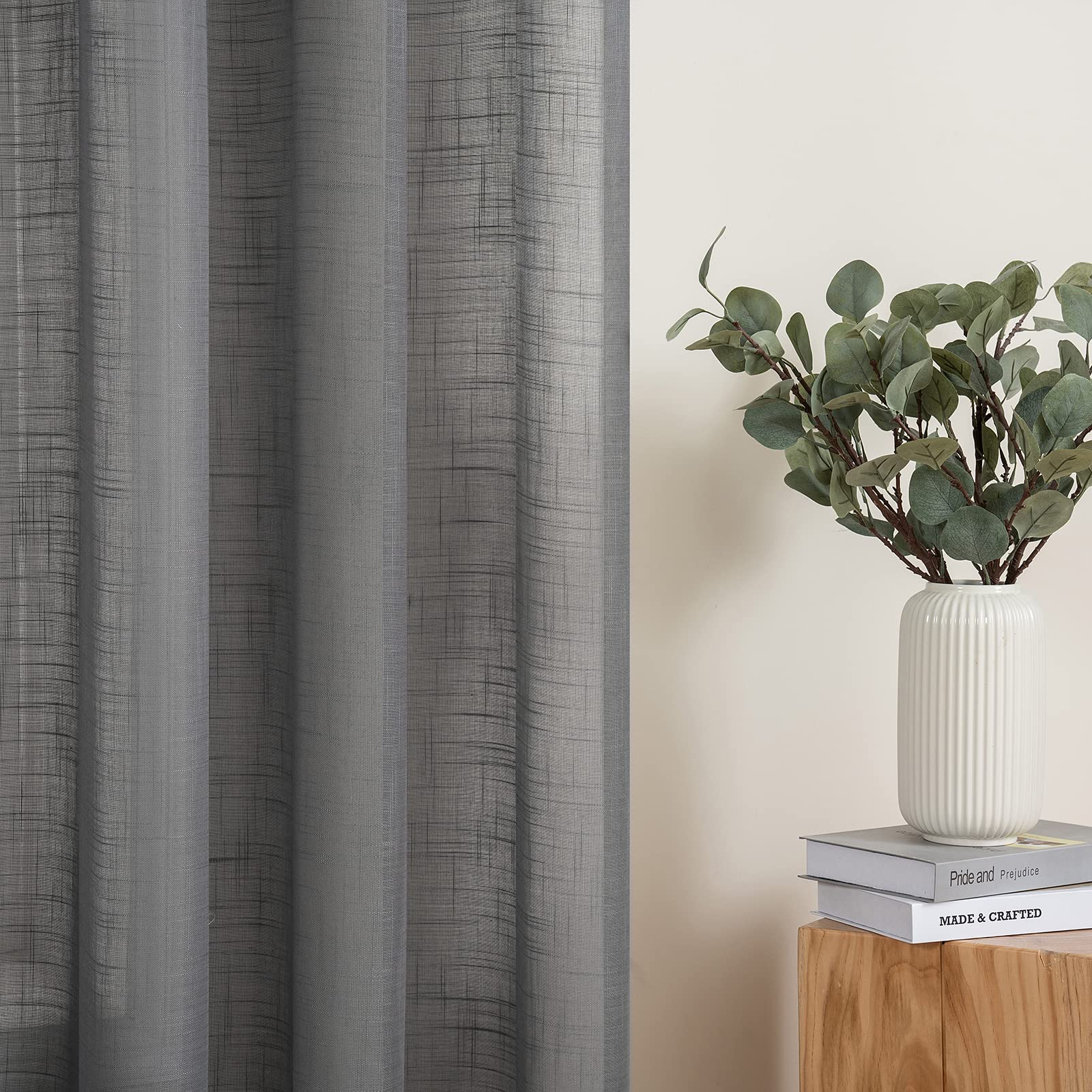Il numero 1 del risparmio-TENDA EFFETTO LINO ELEGANT 140 X 280 CM IN POLIESTERE GRIGIO