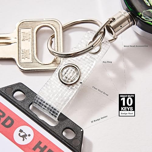 Miniatura 5 de Paquete de 2 clips de metal resistentes impresos, retráctiles, clips para tarjetas de identificación para mujeres con llavero, portatarjetas