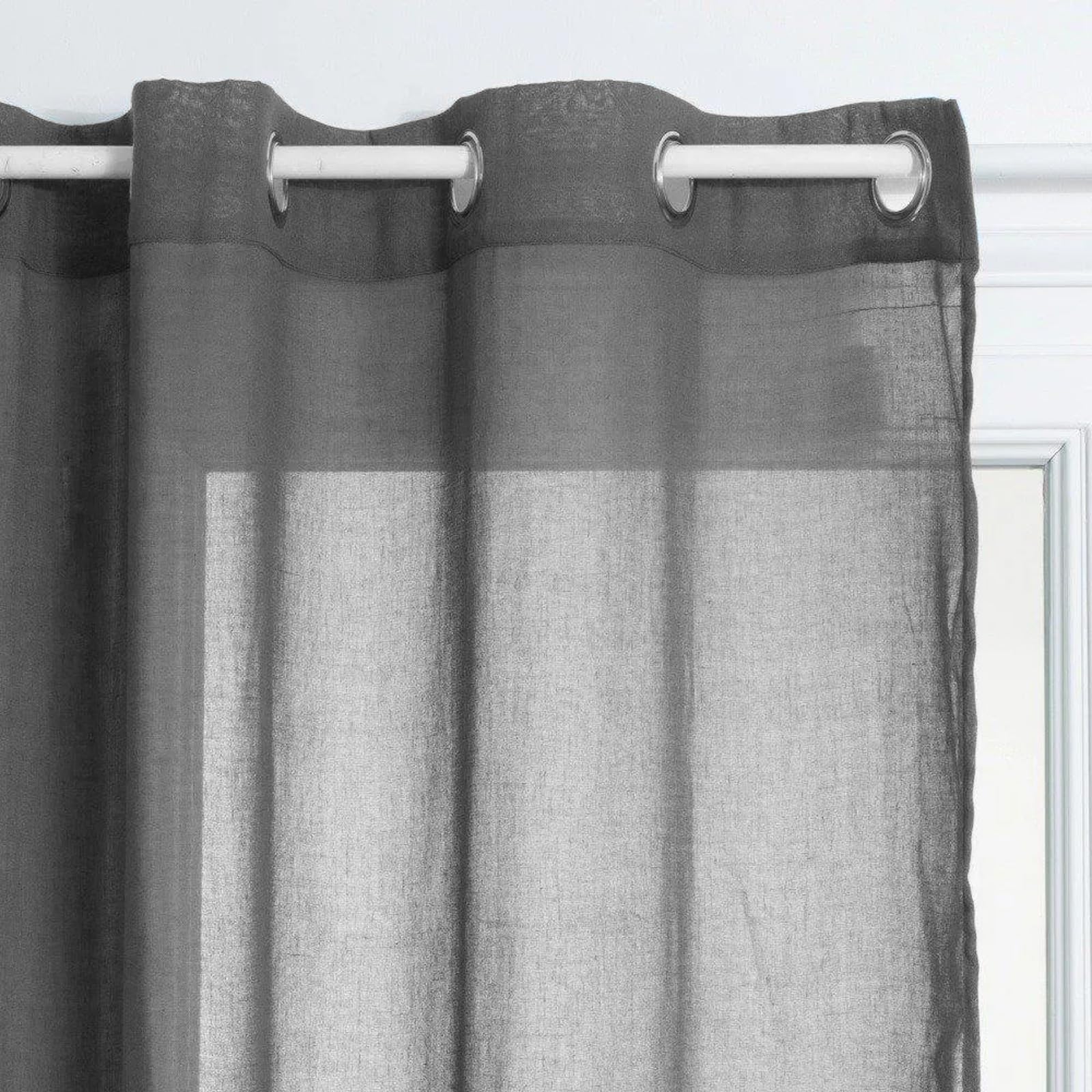 Outdoor Vorhang Transparent Outdoorvorhänge mit Ösen, 2er Set H 210 X B 134 cm, Gardinen Vorhänge Sichtschutz Balkon Vorhänge Sonnenschutz Außenvorhang für Pavillon Wohnzimmer Terrasse Garten (Grau)