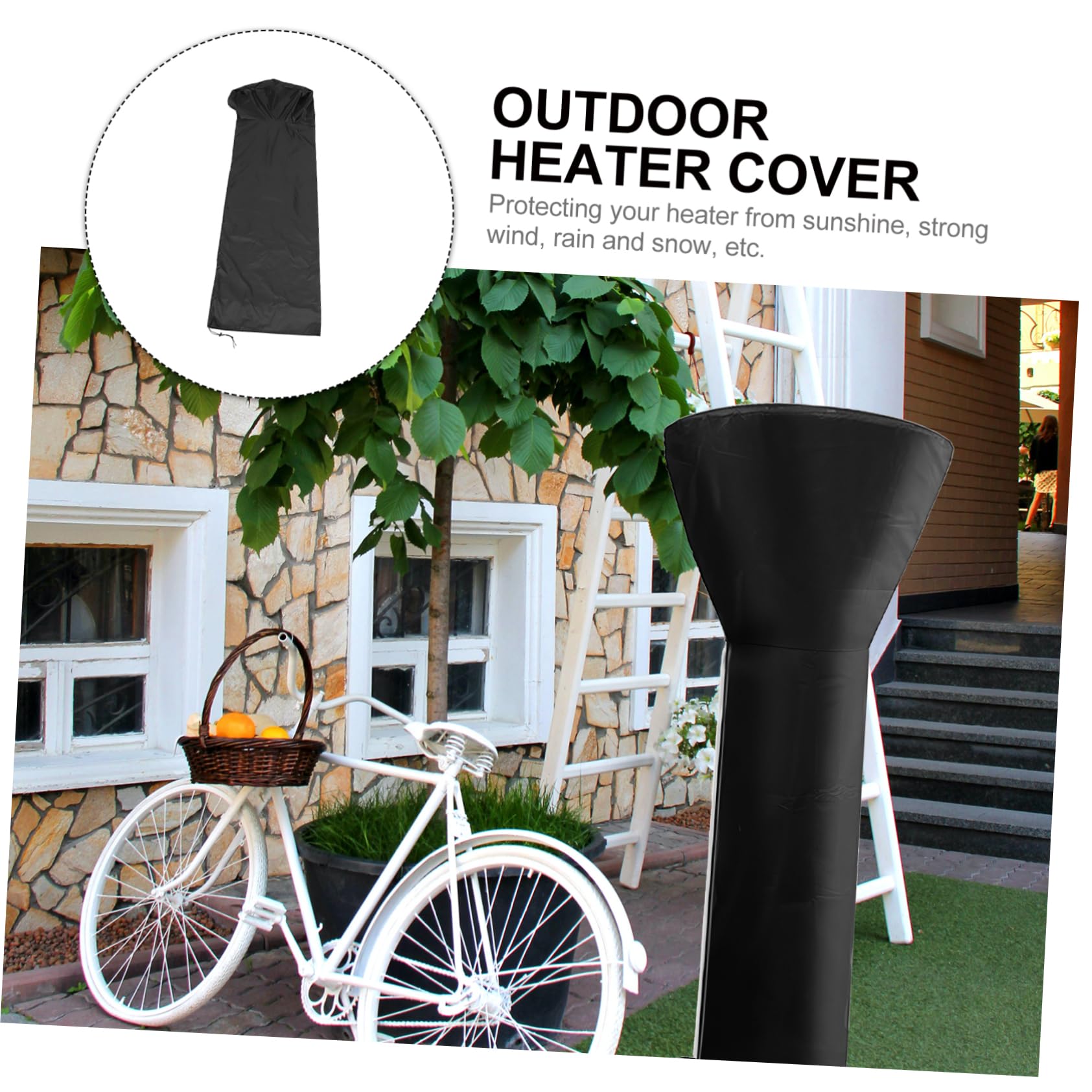 SUPVOX 210d Oxford Fabric Garden Patio Heater Cover Heavy Duty Waterproof Dustproof for Outdoor Easy to Fold Store 221*85*48cm