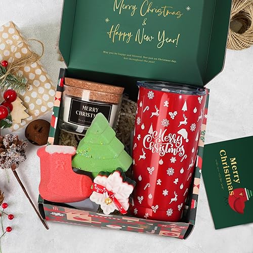 Miniatura 2 de Regalos de Navidad para mujeres  Vaso aislado con vela de spa relajante de Navidad, cesta de regalo de agradecimiento para ella, mamá, esposa,