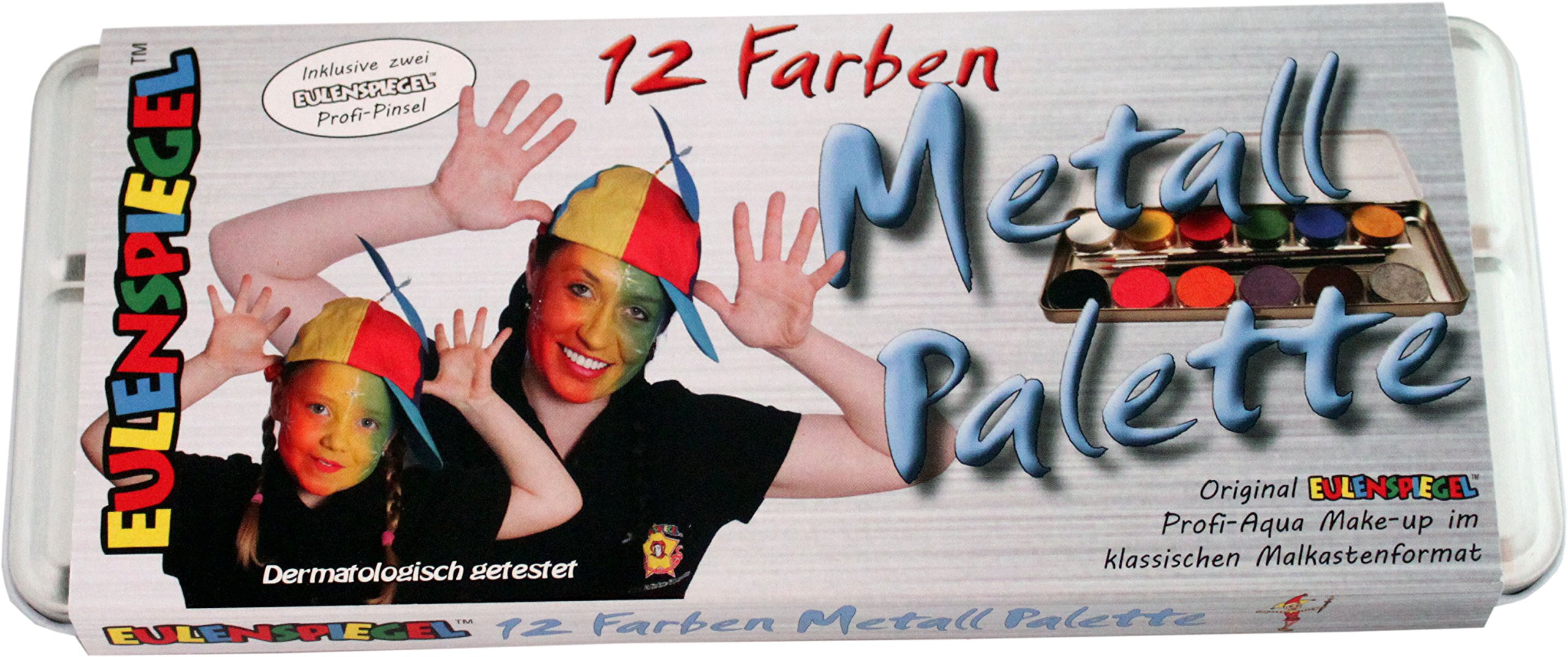 Eulenspiegel 212004 Palette de maquillage en métal, 2 pinceaux et 12 couleurs