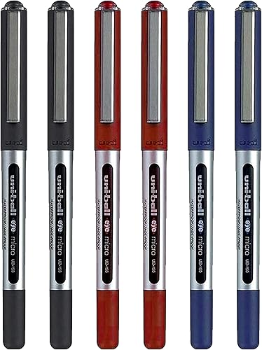 Miniatura 2 de uni-ball Eye Micro Ub-150 - Bolígrafo de tinta de gel (0.020 in, 6 unidades, 2 unidades, negro, 2 azules, 2 rojos), en caja de regalo