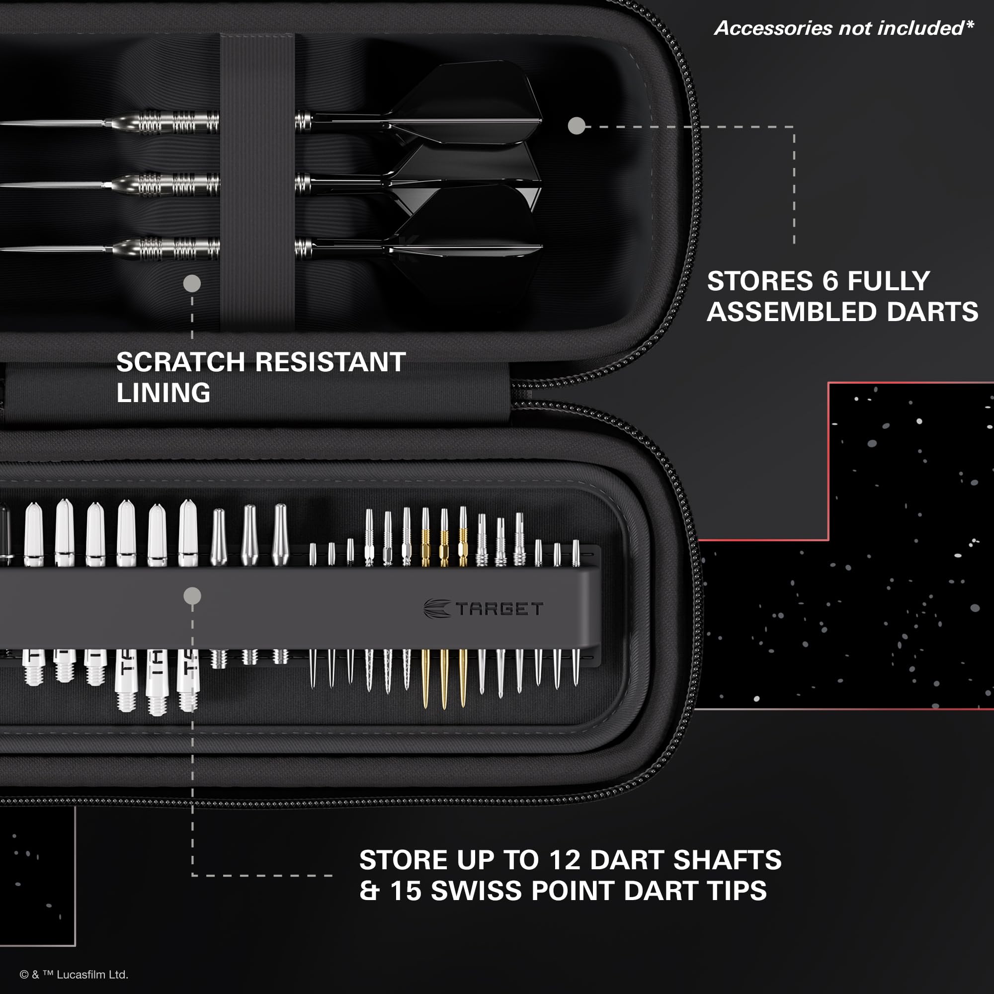 Target Darts Star Wars Darth Maul BOA Portefeuille | Étui à Fléchettes Haut de Gamme avec Motif Sith, Rangement pour Pointes Swiss Point, Coque Extérieure Rigide et Compartiment Organisé Accessoires