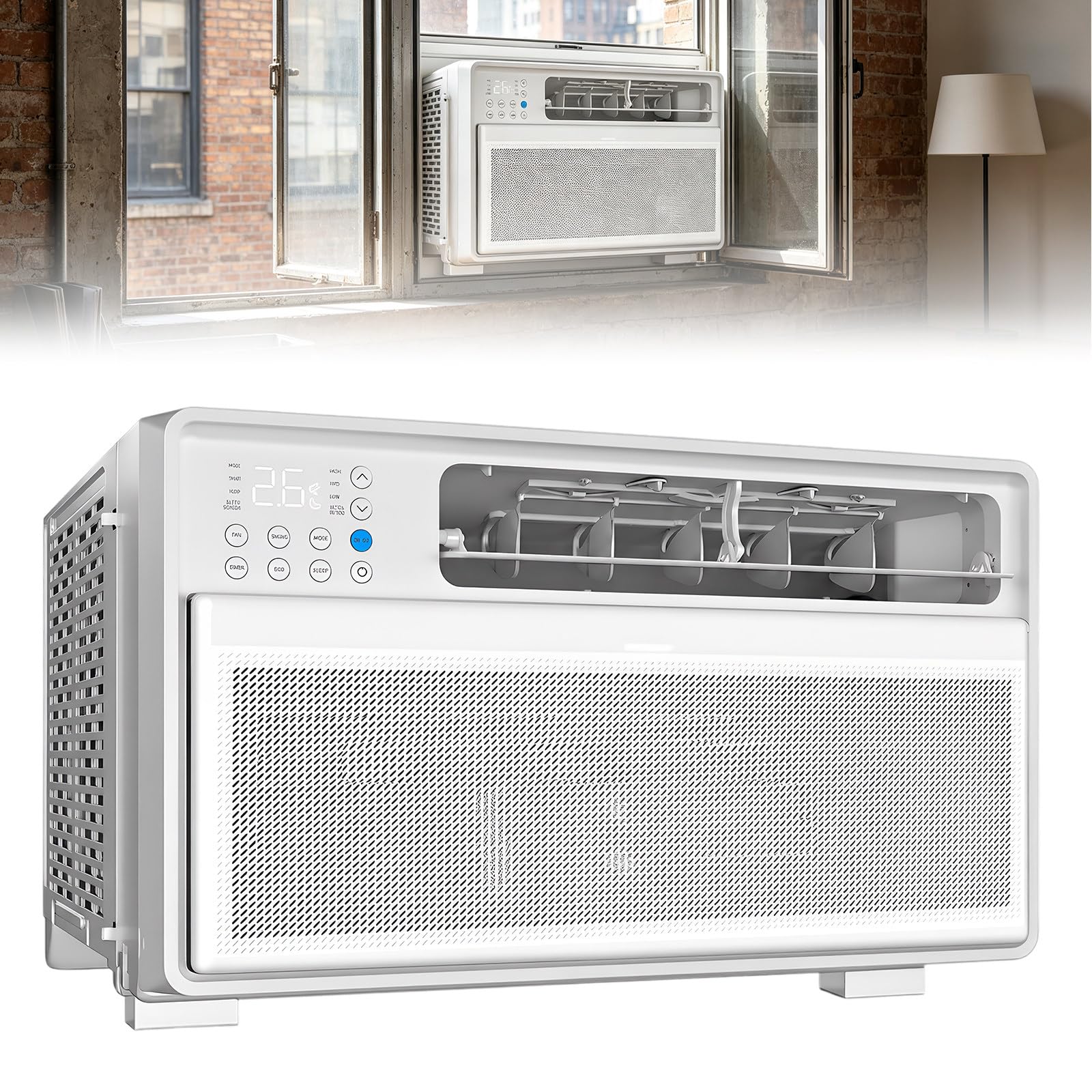 Wangyingxu 9000 Btu Window Air Conditioner Cools up to 200 Sq. Ft., Inverter Air Conditioner, Dual Motors, With Cooling, Fan and Dehumidifier, for Apartments, Flats and Rental Properties