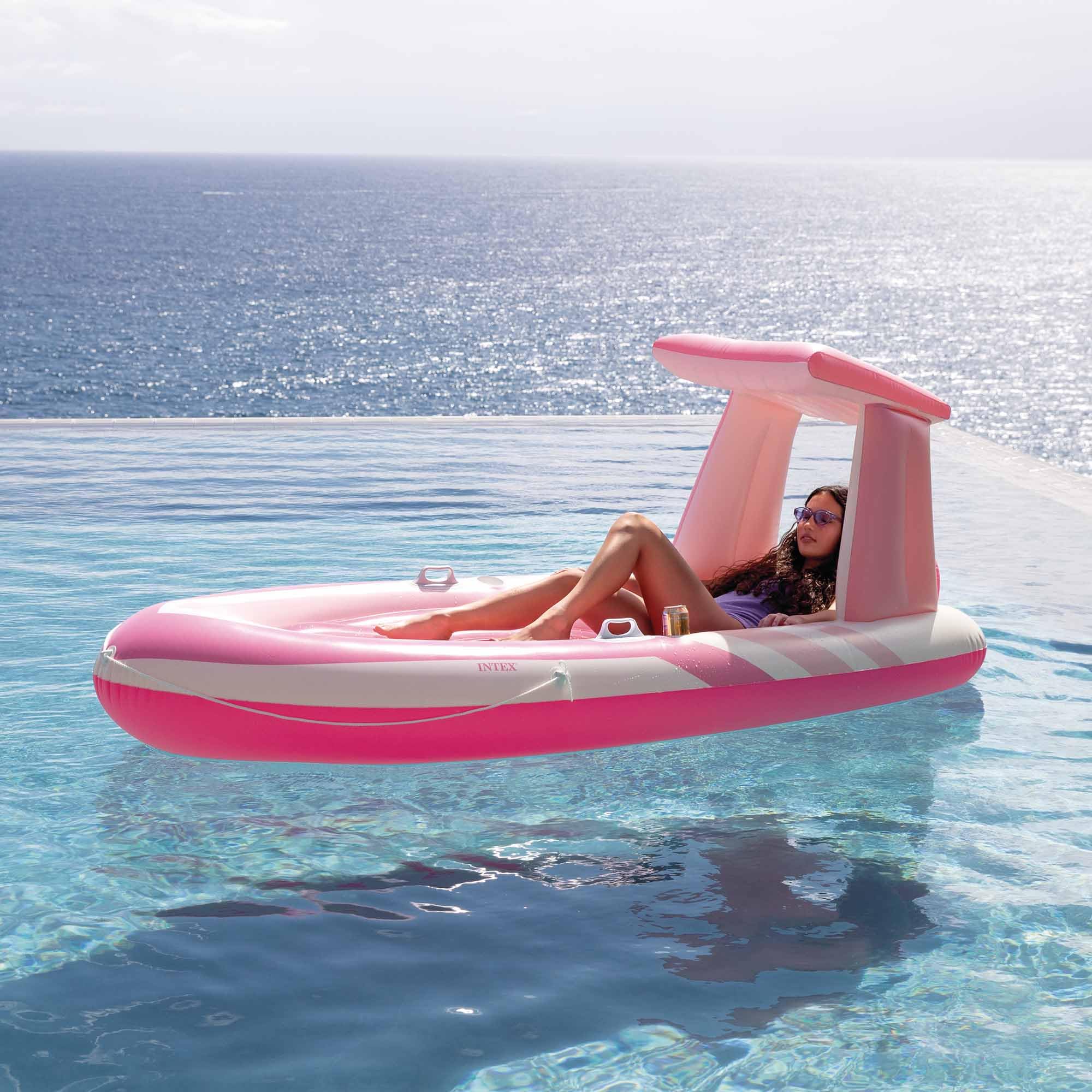 Colchoneta Hinchable Arcoíris Intex De 203 Cm – Flotador Para Piscina De 1 Persona, Con Respaldo Acolchado Y 2 Cámaras De Aire, Soporta Hasta 100 Kg, Incluye Parche De Reparación