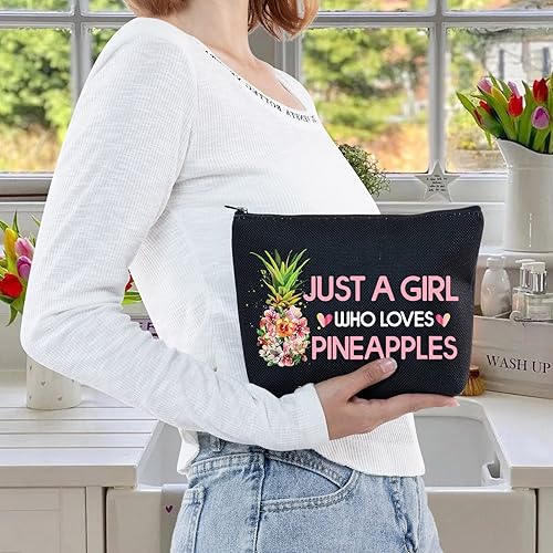 Miniatura 6 de LEVLO Divertida bolsa de cosméticos de piña regalo para amantes de la fruta solo una chica que ama las piñas de maquillaje bolsa con cremallera