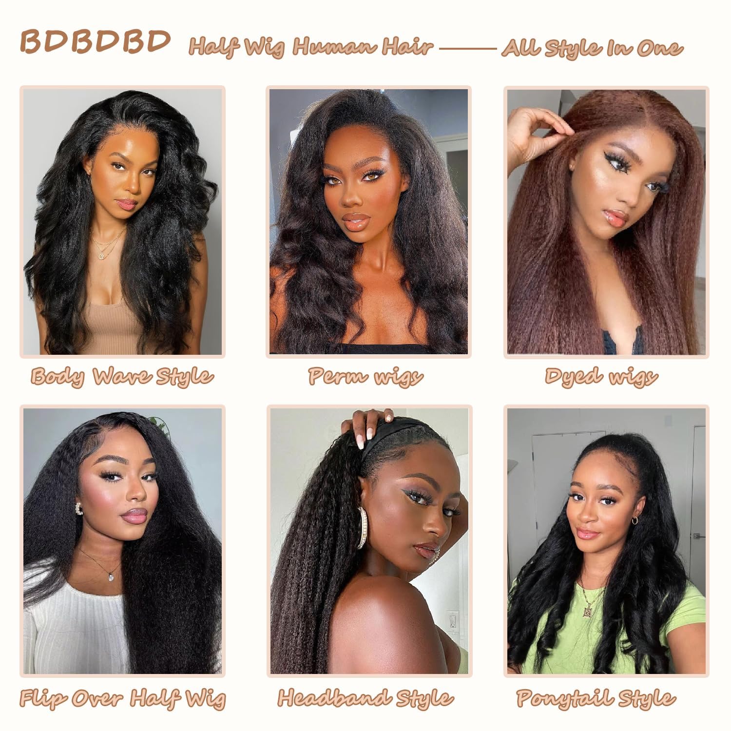 Kinky Straight Half Wig Human Hair 200% Density 3 In 1 Wear and Go Glueless Wigs Human Hair Half Wig Kinkystraight Seamless Flip Over Wig Human Hair Glueless Beginner Friendly Natural Black 16 Inch