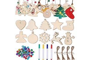 50PCS Craft Blanks, Unfinished Wood Slices for Ornament Making