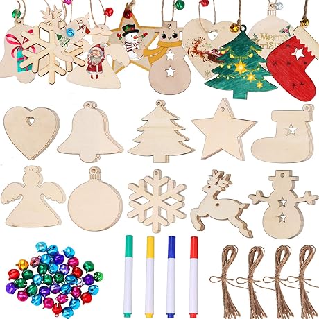 50PCS Craft Blanks, Unfinished Wood Slices for Ornament Making