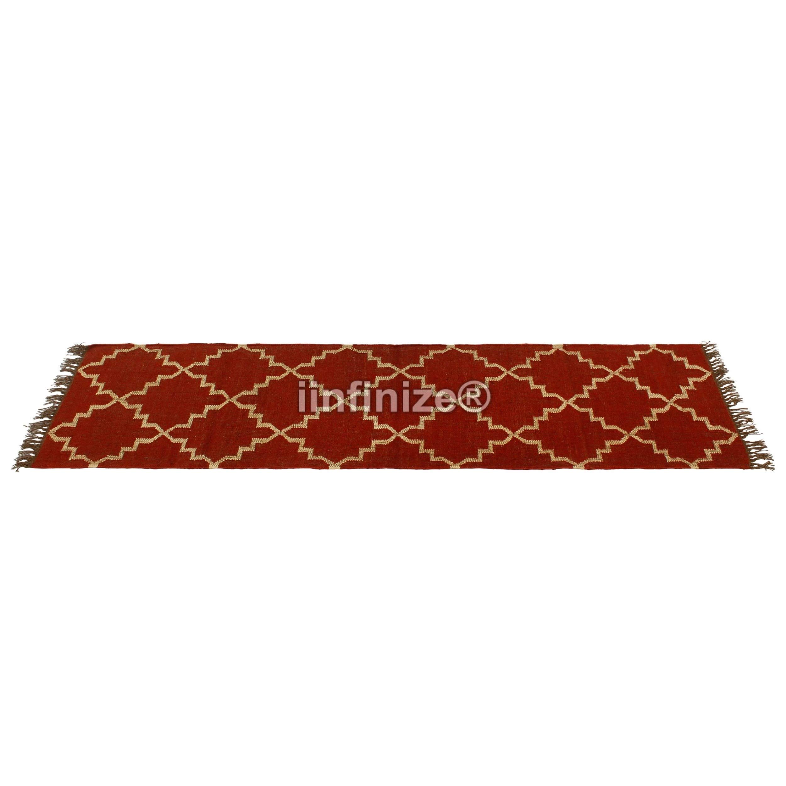 Tapis de sol ethnique tissé à la main en laine de jute pour le salon Motif Kilim Tapis attrayant réversible bohème