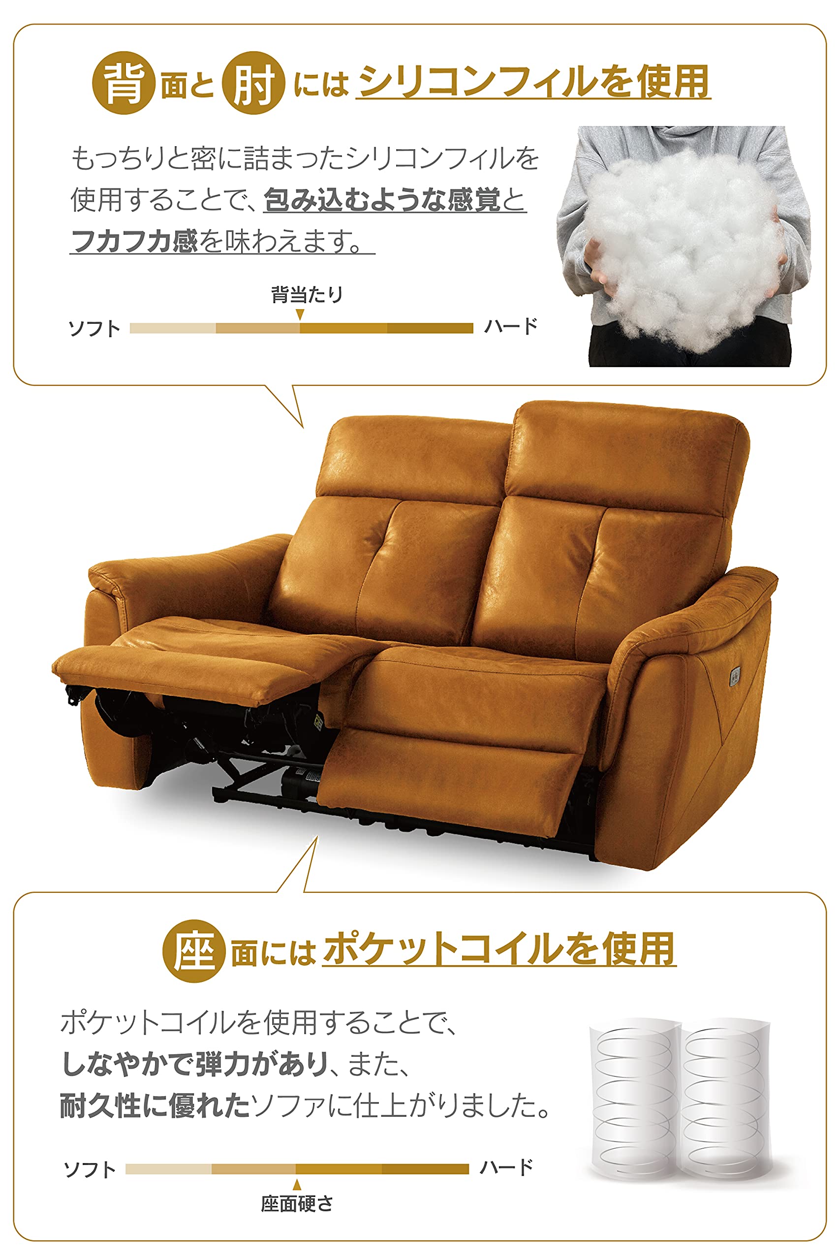 Amazon｜【開梱設置無料】 レザーテックス ソファ キャメル 2人