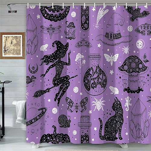 Miniatura 10 de Cortinas de ducha de Halloween para baño, bonito juego de cortinas de baño de calabaza fantasma, cortina de ducha floral de otoño y otoño, tela
