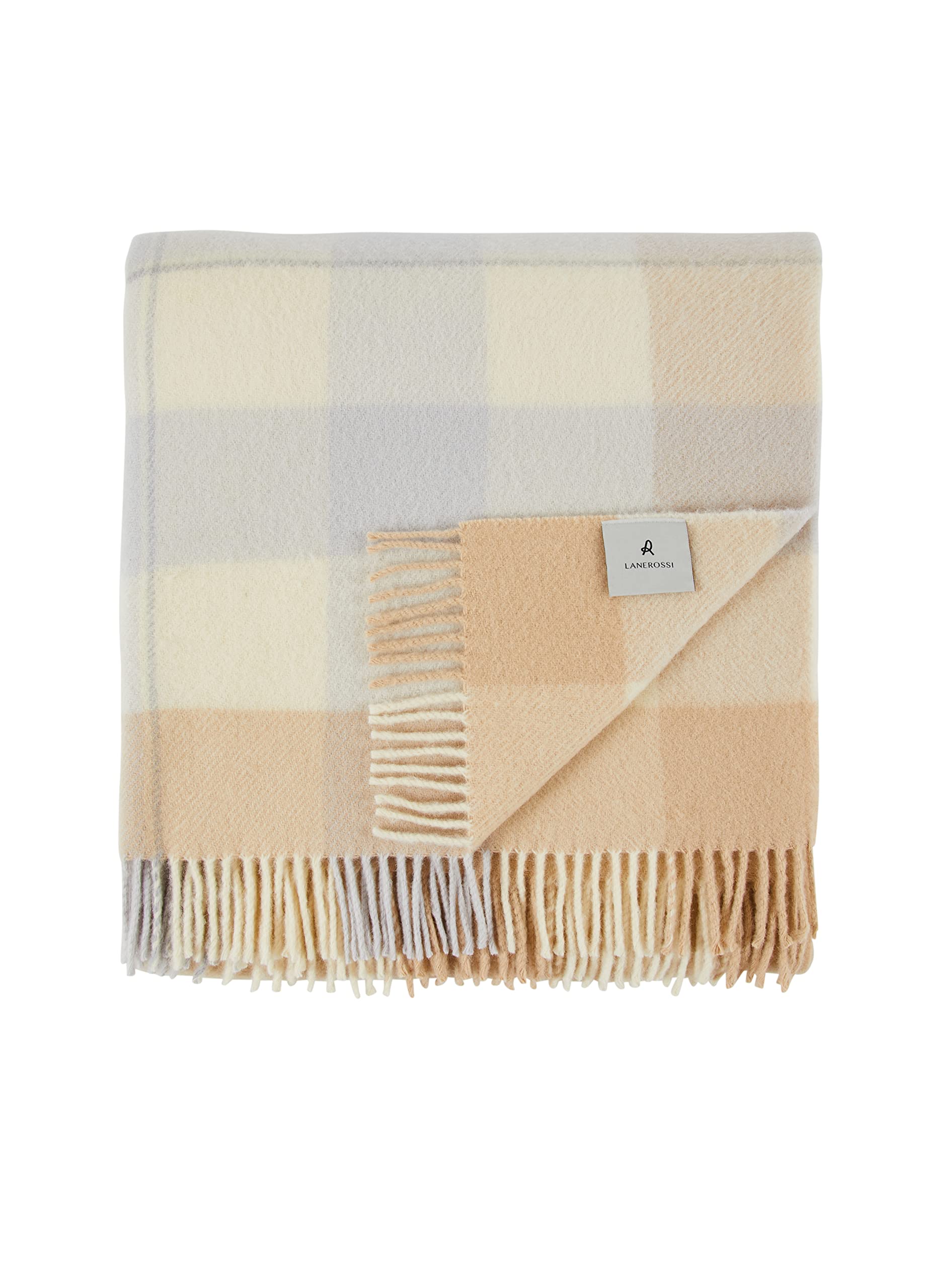 LANEROSSI Coperta Matrimoniale England, 210x250 cm, 100% Lana Vergine, Beige