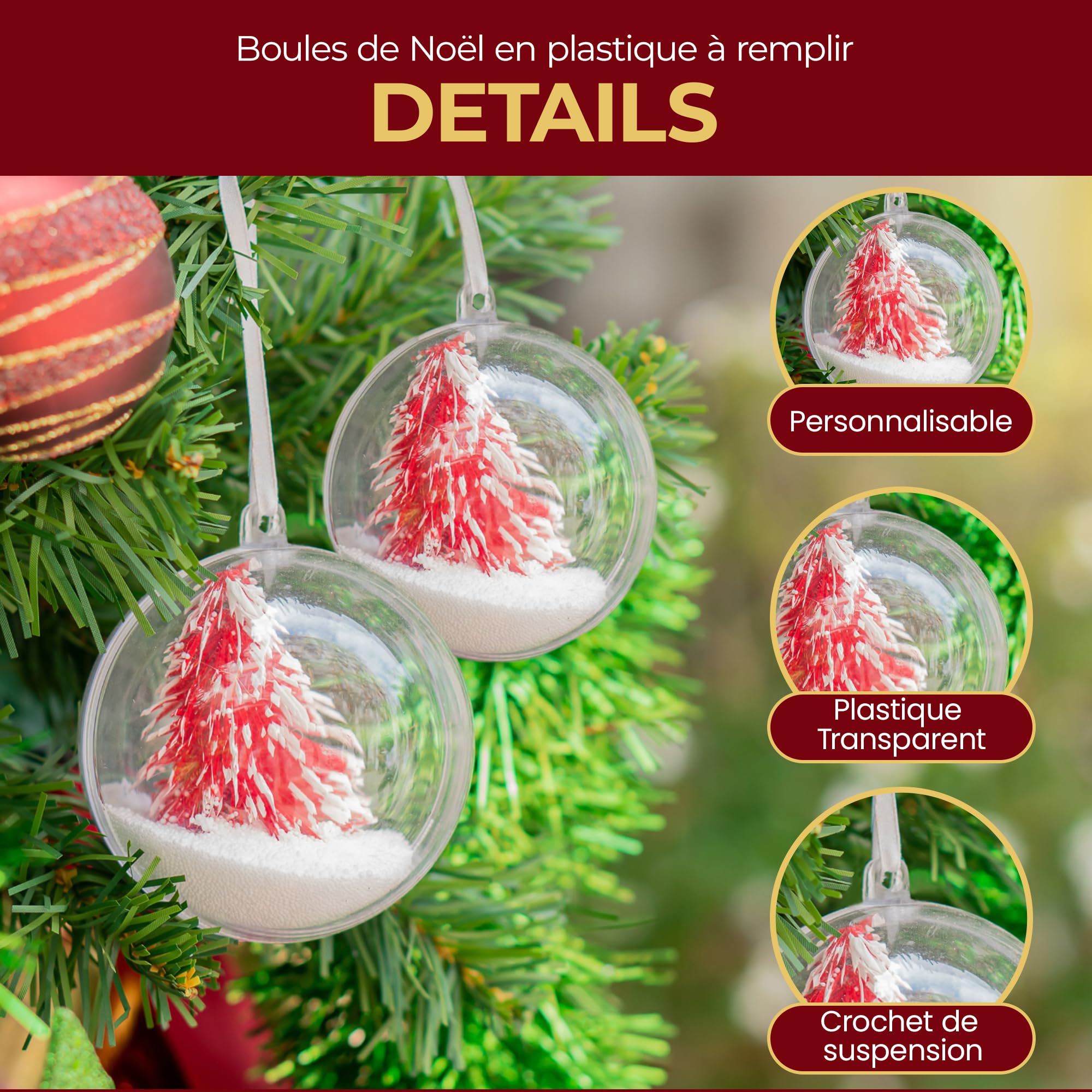 Lot De 32 Mini Boules De Noël à Paillettes – Petites Déco Verre 2,5 Cm, 8 Styles Brillants Pour Sapin Et Fêtes