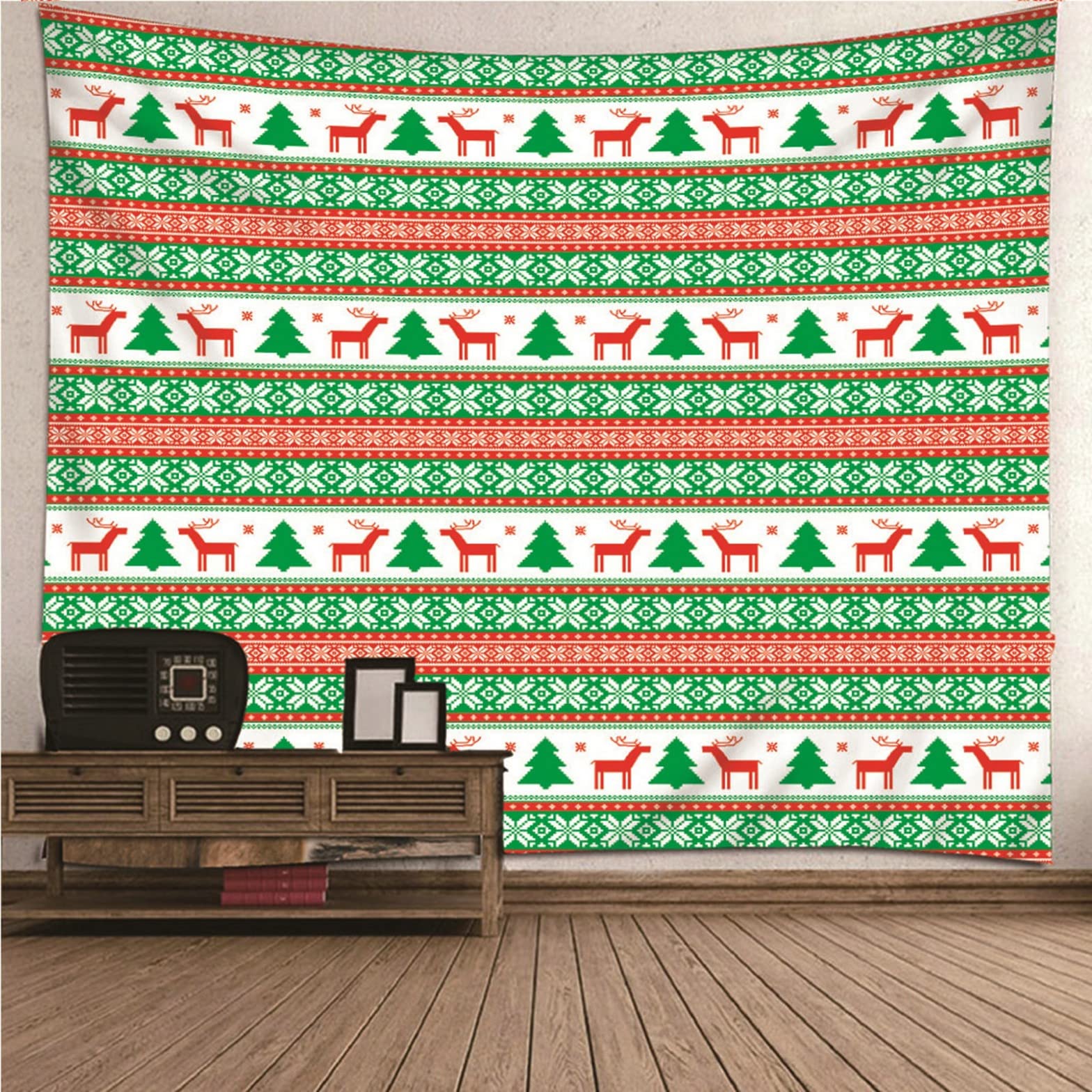 Ethereval Trippy Tapestry xl Cool Tapestries For Bedroom Aesthetic Christmas Tree And Deer Pattern Funny Indie Red Green Wall Hangings Fabric Decorations 240x220cm