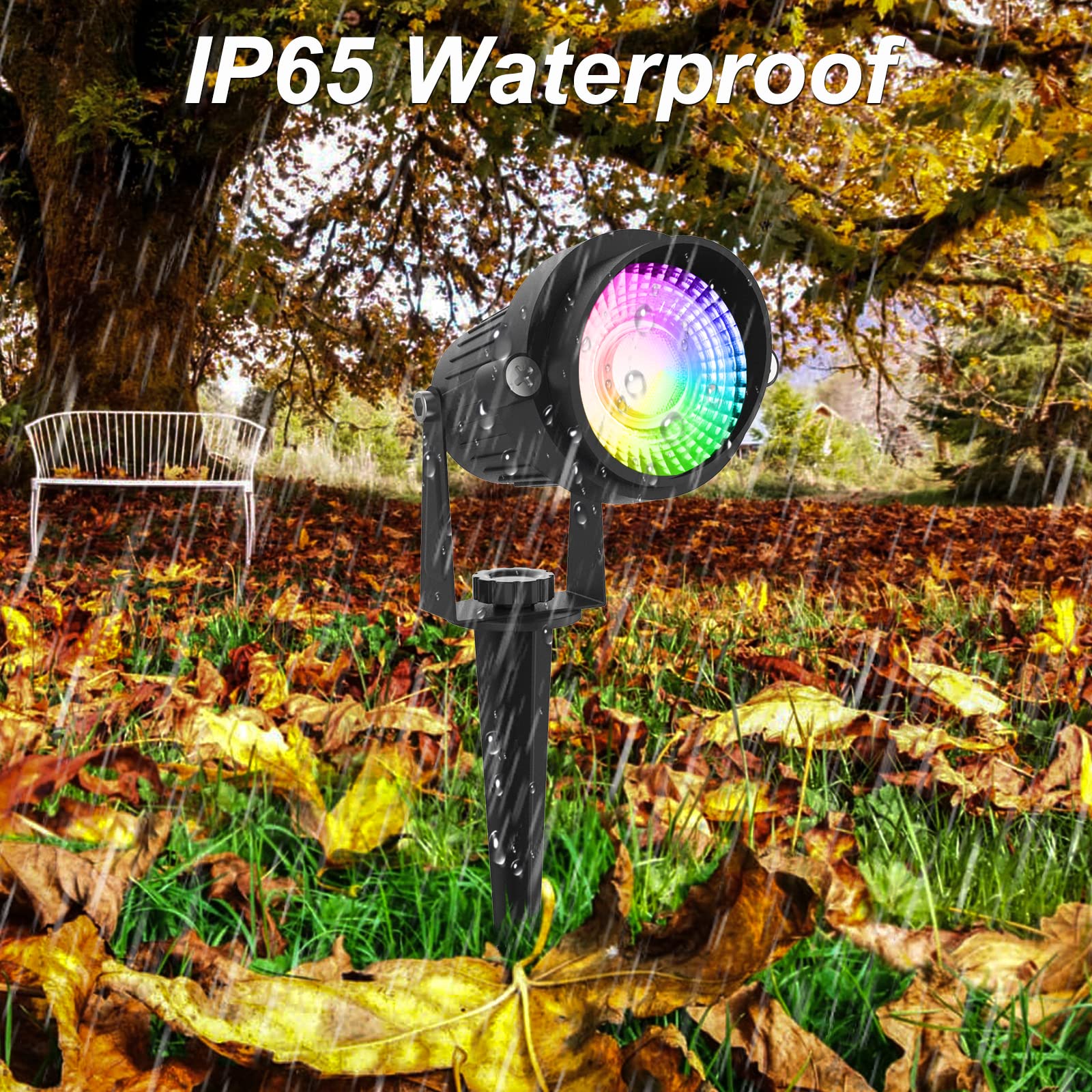 T-SUN Halloween Garden Spot Lights Mains Powered, 6-in-1 RGB Colour Changing Garden Spike Light with Remote - Image 4