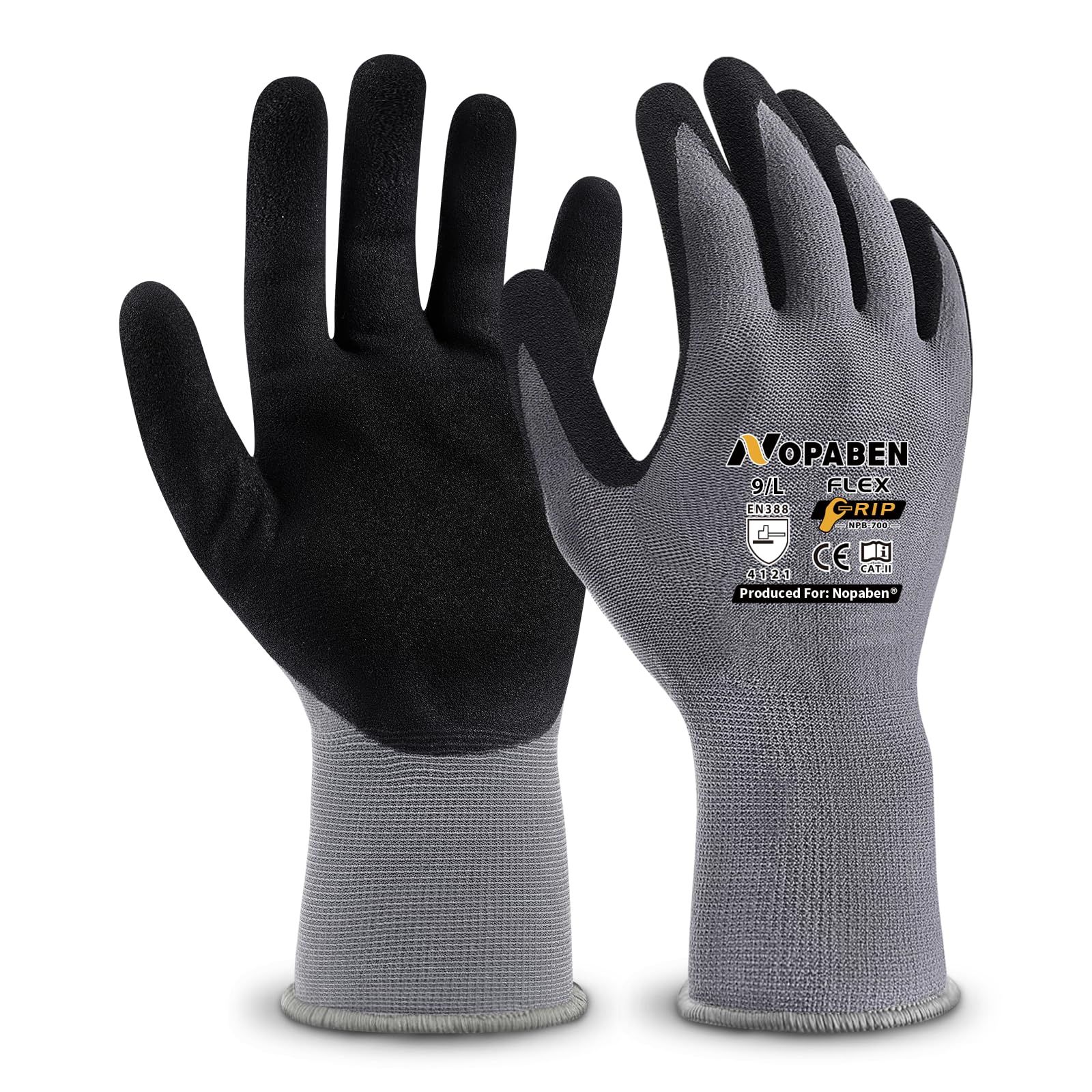 12 pares de guantes de trabajo para hombre, guantes de montaje con agarre óptimo y sensación táctil fina, resistentes al aceite y transpirables, guantes de protección industrial para mecánicos y