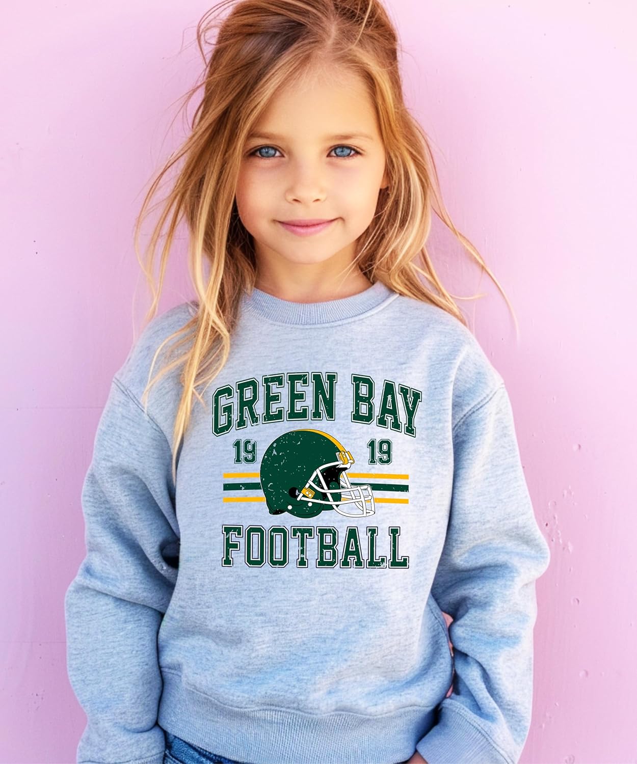 Olive Loves Apple Vintage Green Bay 1919 Football Sweatshirt for Men Women and Kids Distressed Game Day Pullover - Image 3