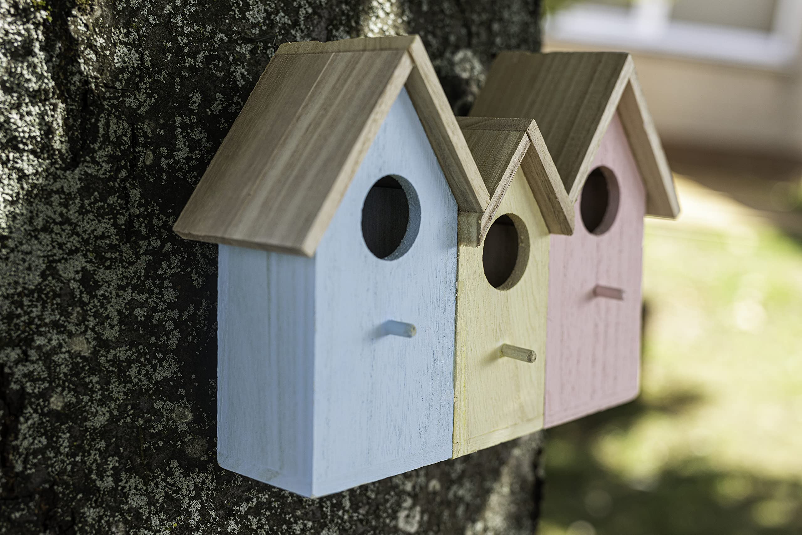 Set di 3 nidi per uccelli in materiali naturali, 3 pezzi, casetta per