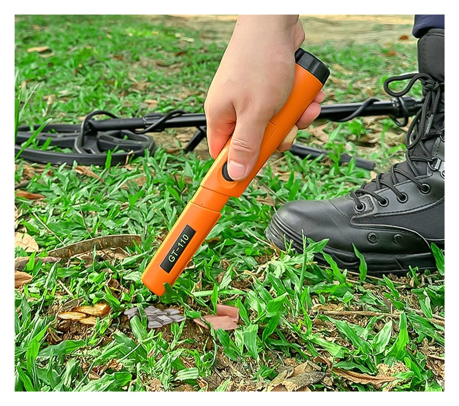 Detector De Metales Ręczny wykrywacz metali z wodoodpornym pinpointerem — idealny do wykrywania złota pod ziemią i pomocy Wykrywaj bardziej efektywnie(Oranje)