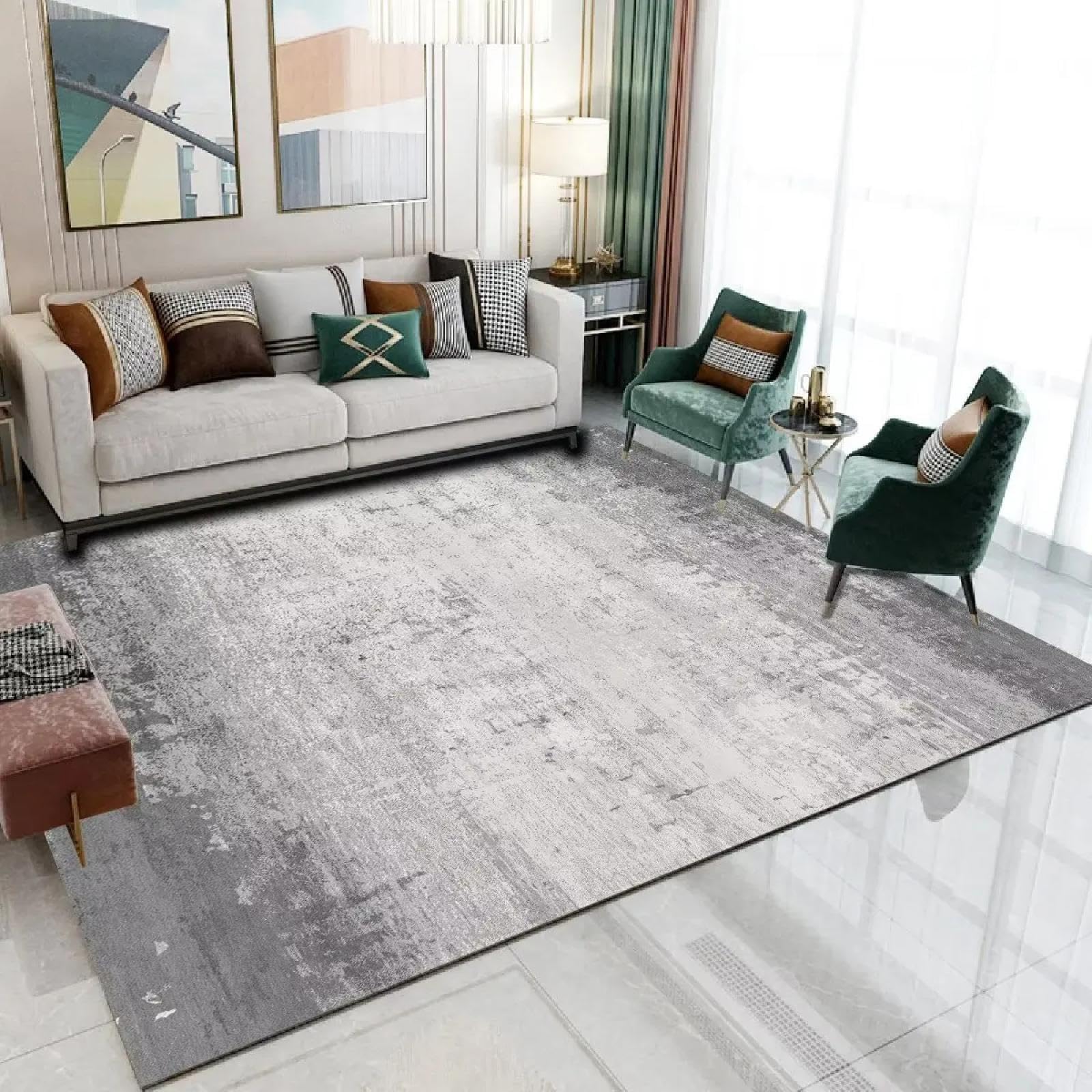 Tapis de salon moderne luxueux en double flanelle douce à poil court