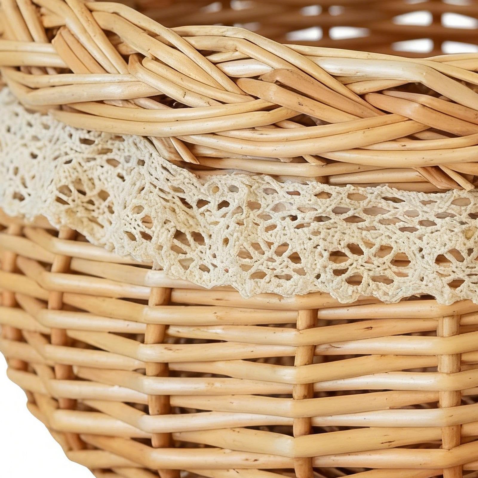 Panier de pique-nique en osier naturel tissé pour la maison – Petit panier de pique-nique, pour Pâques, extérieur, plage, cueillette de fruits, légumes, œufs, fleurs, cuisine, salon