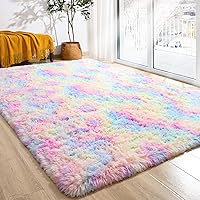 Vista 48 de Alfombras Softlife para dormitorio de 4x5.3 pies, alfombra de área púrpura para sala de estar, alfombras peludas súper suaves para dormitorio