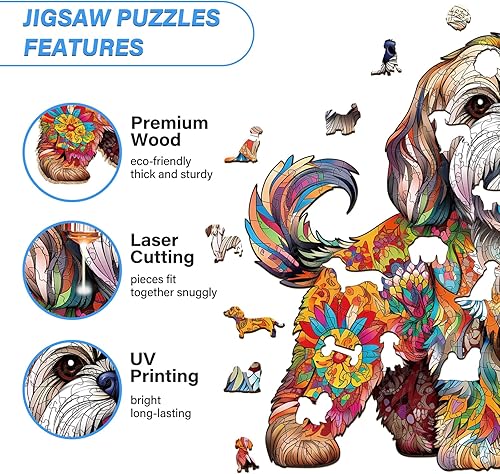 Miniatura 2 de Rompecabezas de madera para adultos, rompecabezas de madera con forma de atrapasueños de perro Shih Tzu, rompecabezas de madera Lhasa Apso, el mejor