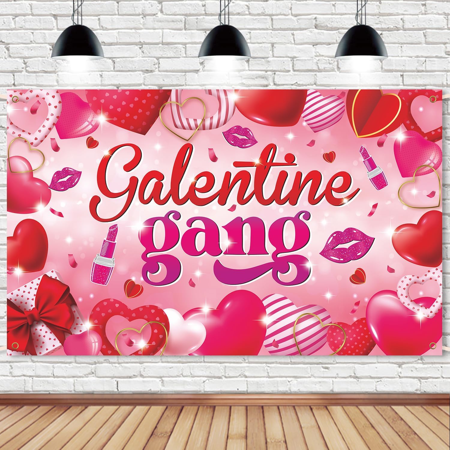 Arosche Galentine's Day Deko – Vormontiertes Banner & Herz-Girlande, Glitzer