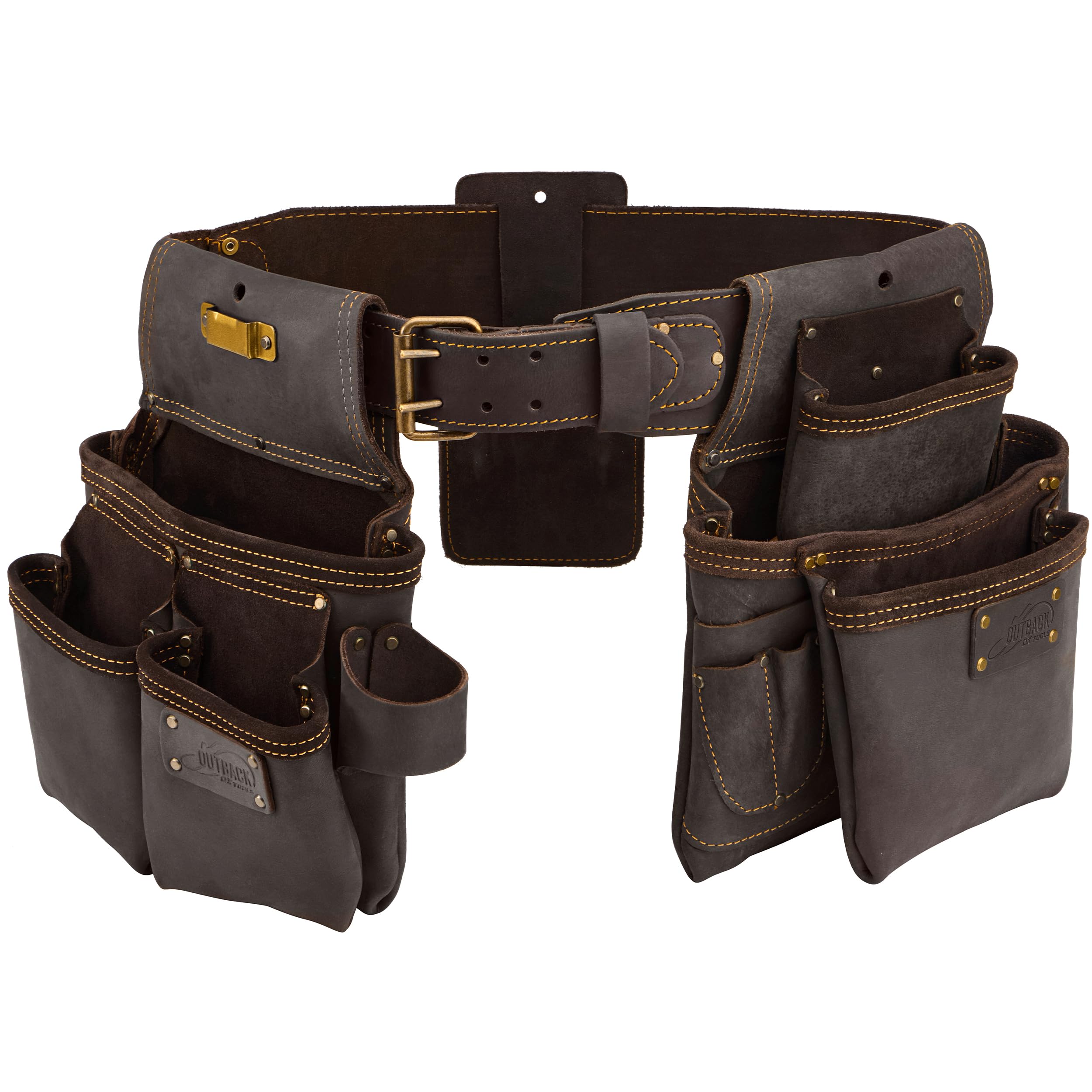 Ox Tools Pro Construction Tool Belt - 22-Pocket Leather Tool Belt Pouches - (XL) Belt Made of Oil-Tanned Leather with Double-Stitching and Steel Rivets - OX-P263602