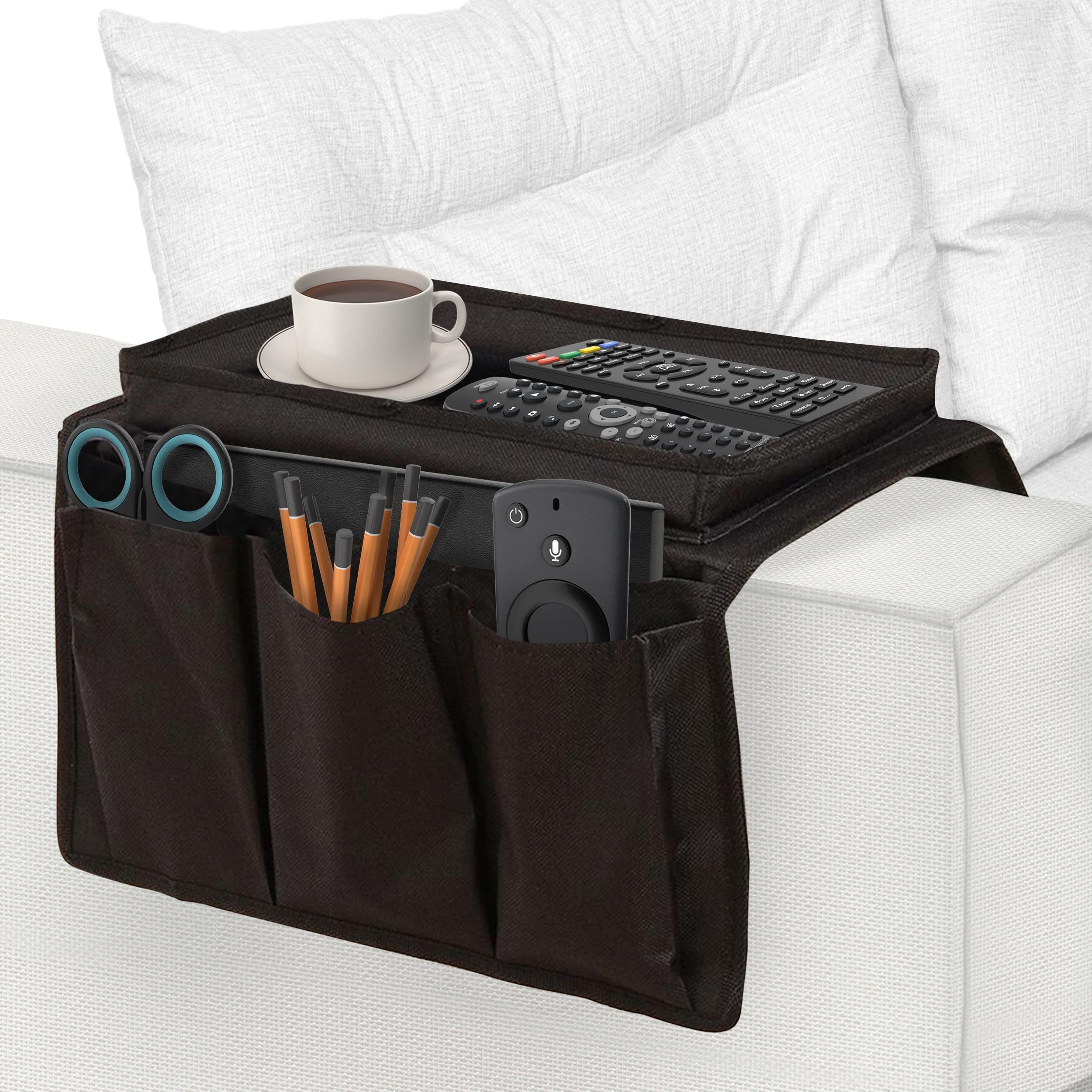 Black Armrest Caddy with Storage's and Drinks Holder                                                                           