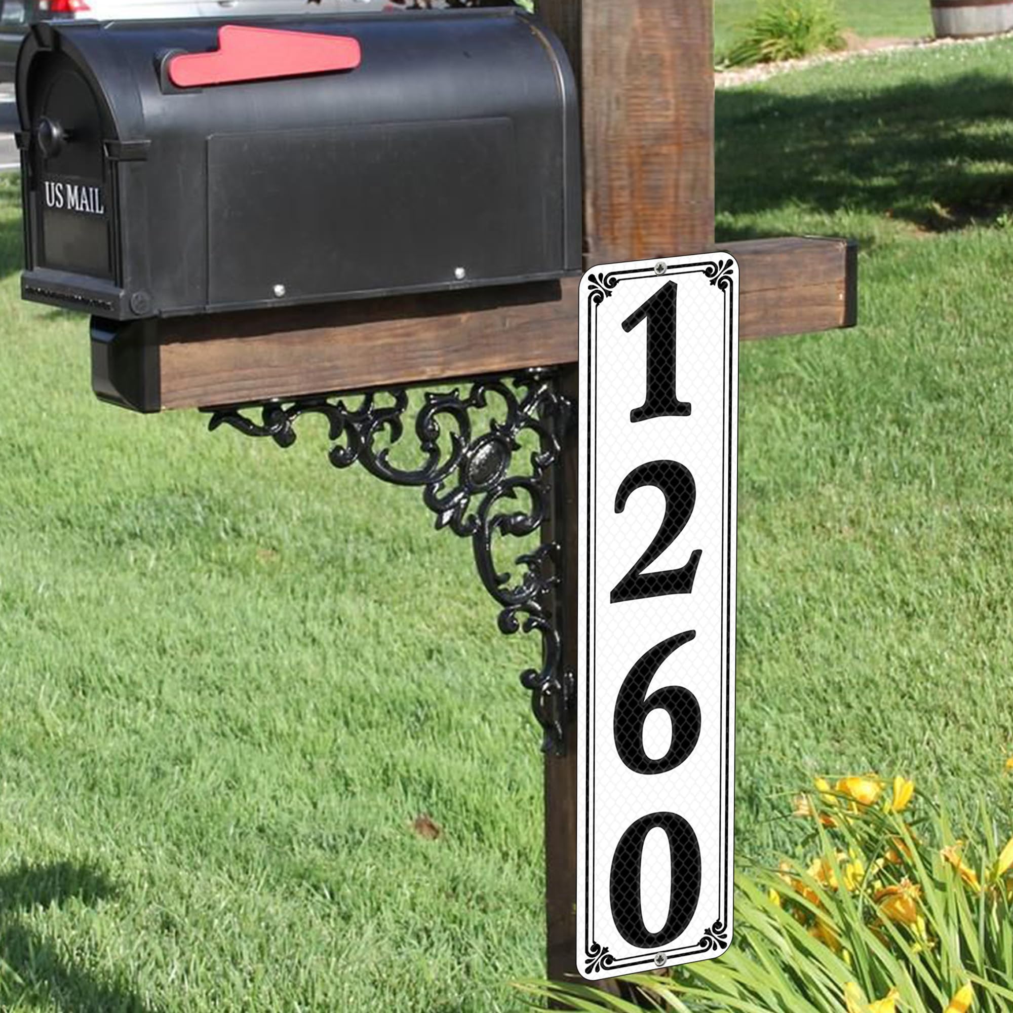 Letrero de dirección 911 reflectante personalizado para casa, 19 x 4.8 pulgadas, placa de dirección de metal personalizada para exterior, aluminio .040 impermeable, utilizado para buzón,