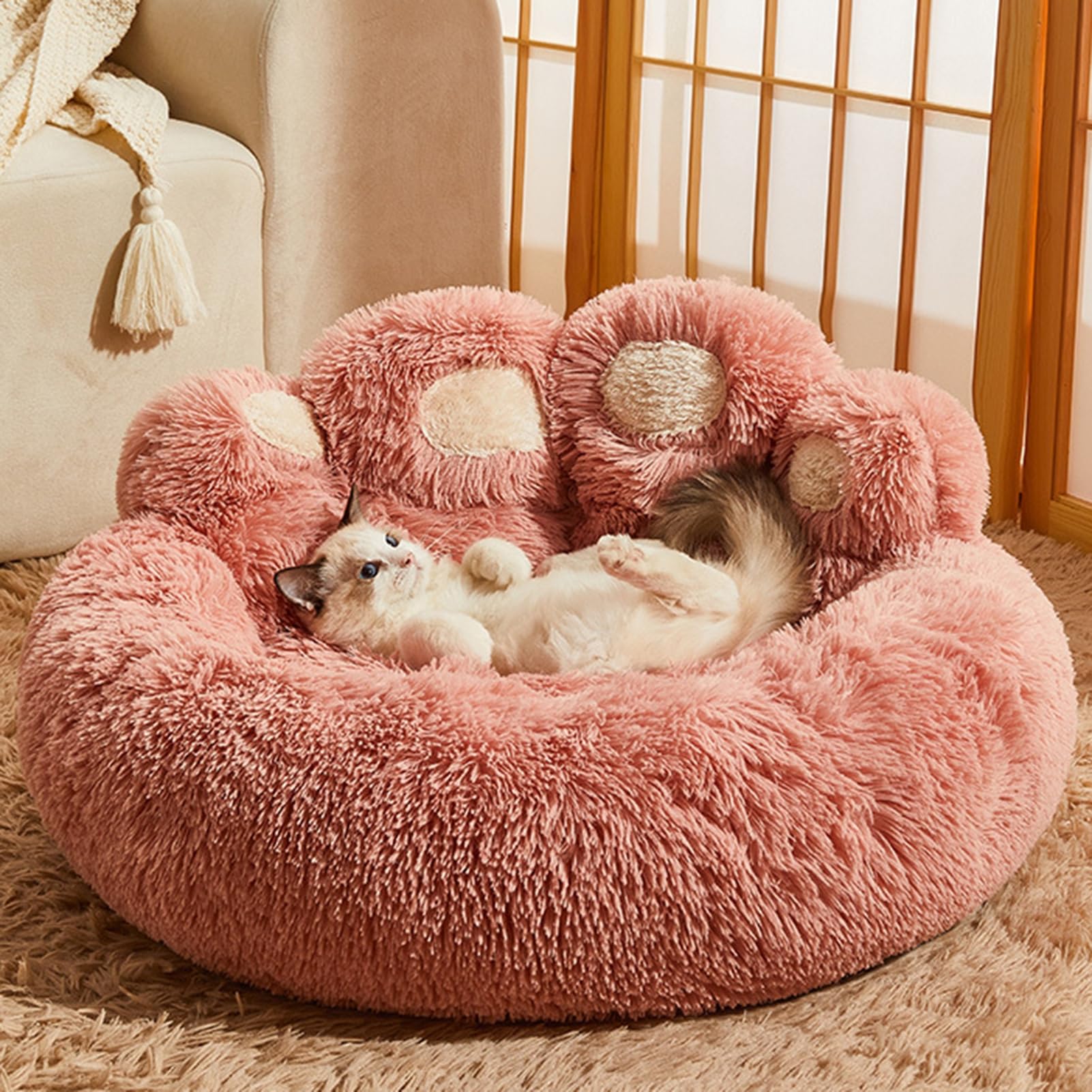 Psy puszyste łóżko uroczy design kot sofa łóżko miękka puszysta poduszka pluszowe przytulne legowisko dla zwierząt domowych dla małych średnich dużych psów i
