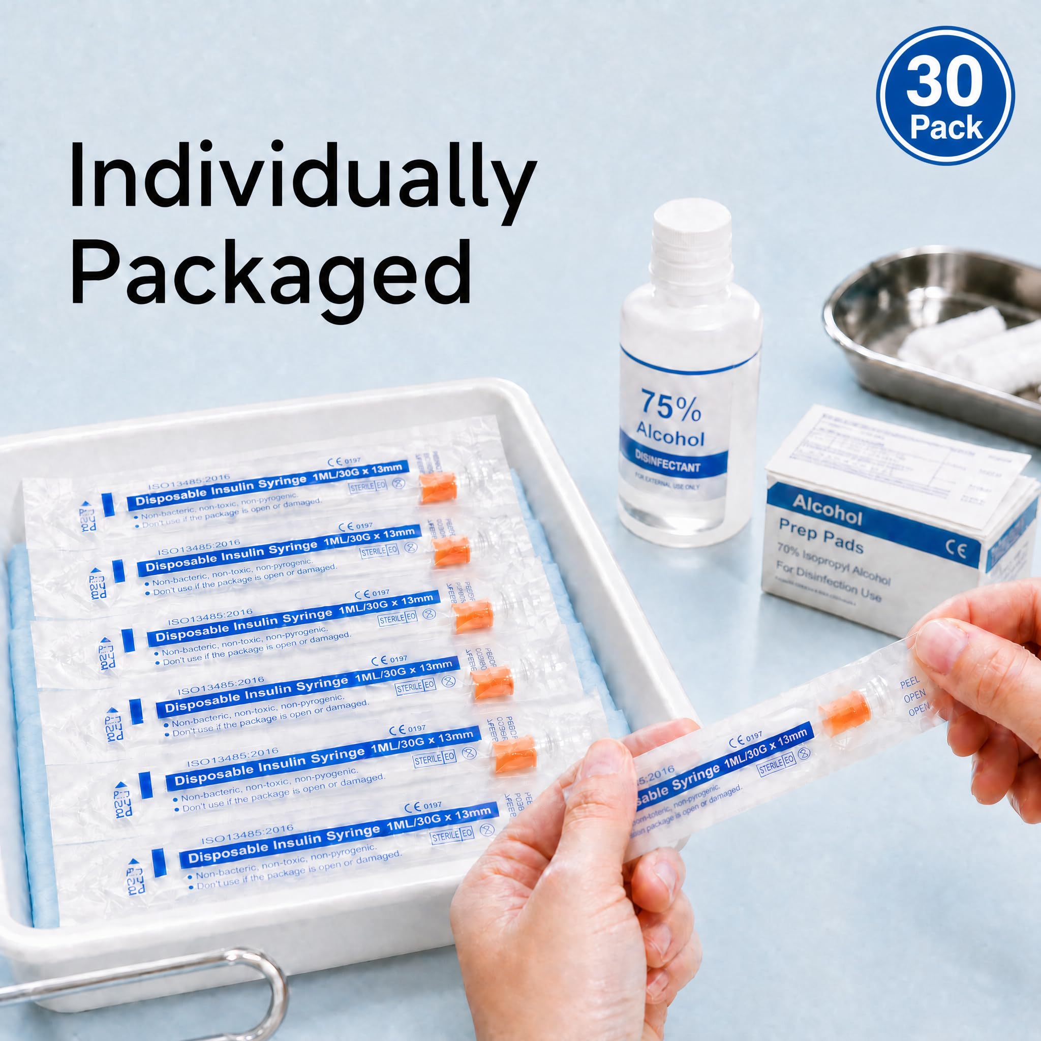 Syringes with Needle, 1ml 30 Gauge 5/16" (8mm), Pack of 30 — Amazon image 6