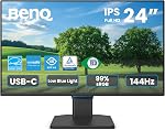Moniteur BenQ GW2490C 23,8 po 1080p FHD 144Hz IPS Protection des yeux pour bureau à domicile, USB-C, 1080x1920, Optimiseur visuel, Sans scintillement, Faible lumière bleue, Bord ultra fin, Certifié TUV, Protection des yeuxU