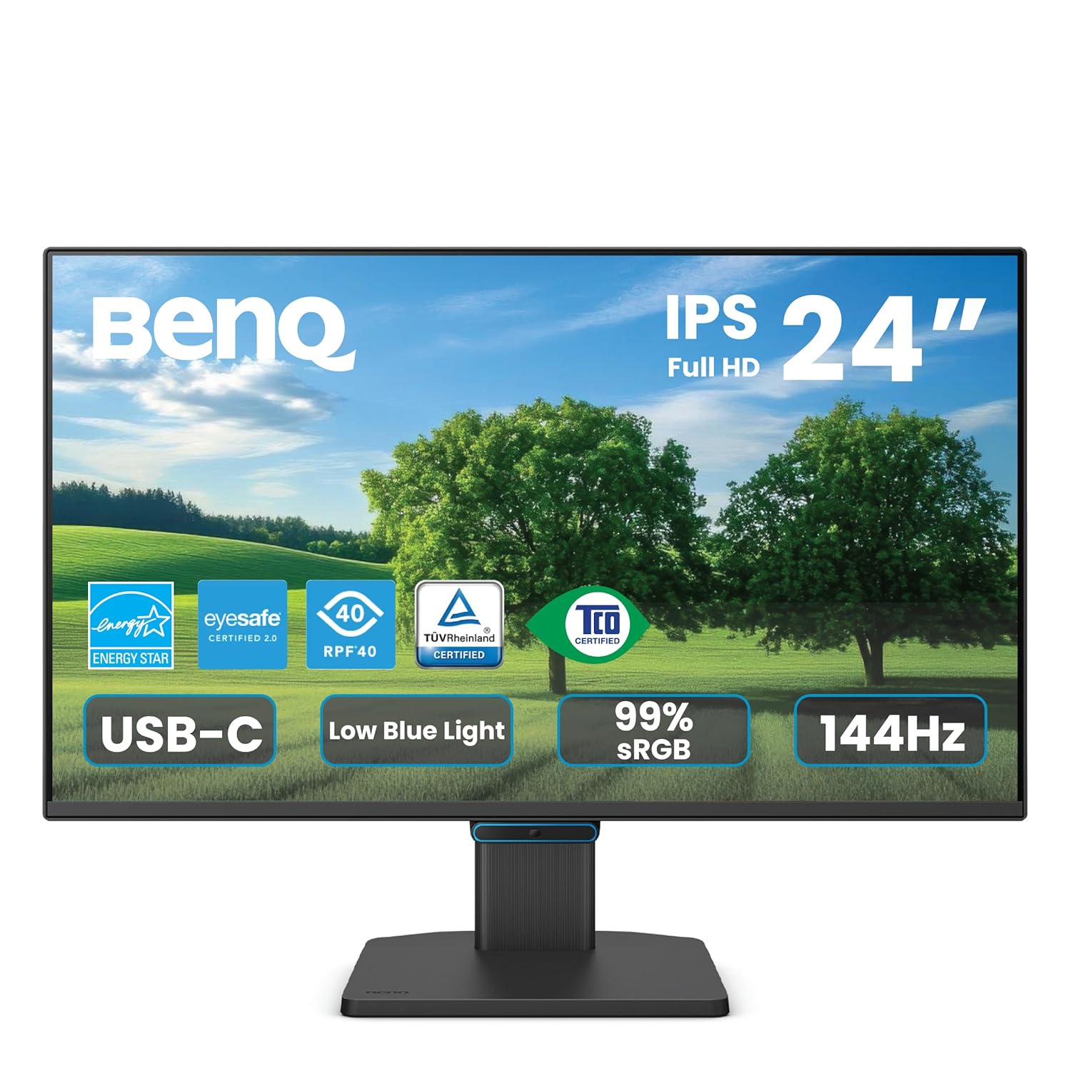 BenQ GW2490C 23.8" IPS Computer Montior 1080P FHD 144Hz Game-Ready, Home Office, USB-C, Visual Optimizer, Flicker-Free, Low Blue Light, Ultra Slim Bezel, TUV-Certified, Eye-CareU