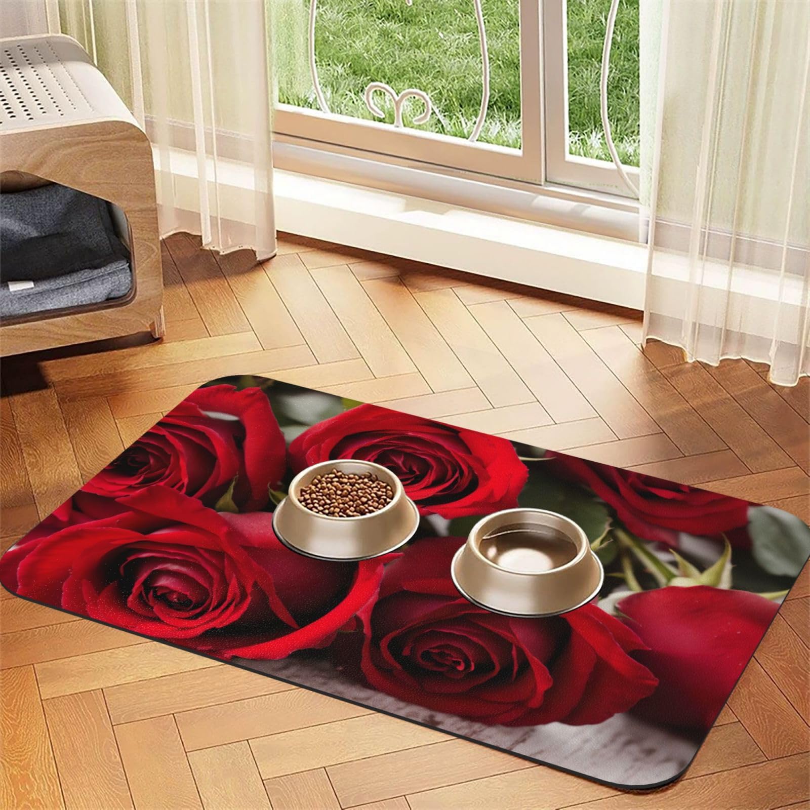 Tapis de nourriture antidérapant et imperméable pour gamelle chien et chat