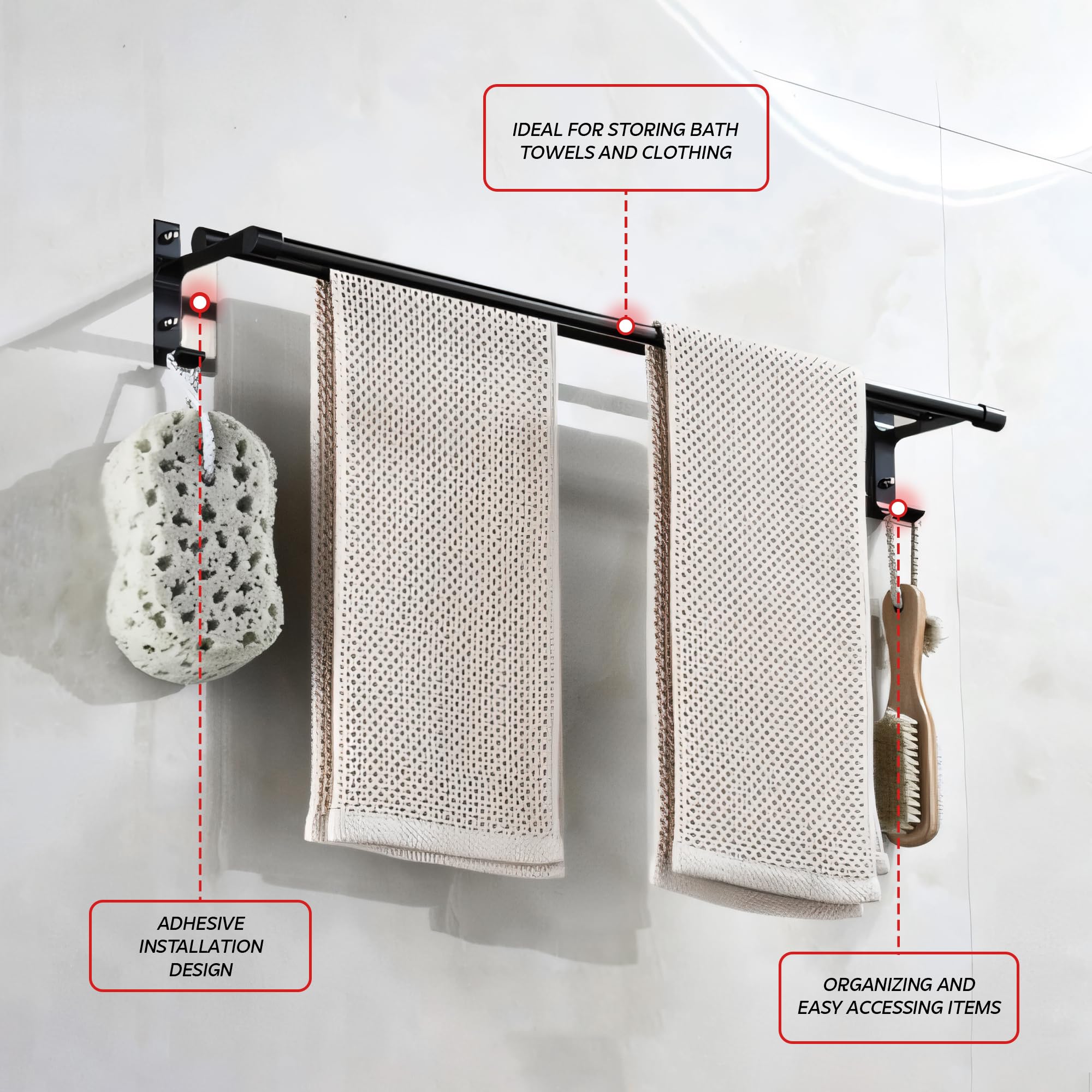 MIORAH Aero Towel Hanger - Space Saving Bathroom Rack -5