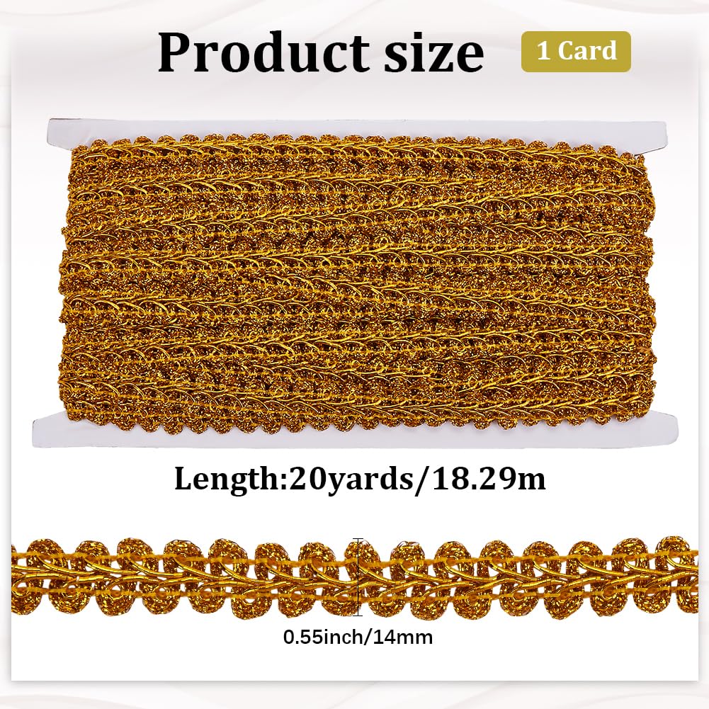 Nastro Decorativo Fiori Verga D'oro, 20 Iarde (18,29 M) X 1/2 Pollice, In Poliestere Glitter - Per Cucito, Artigianato, Decorazioni
