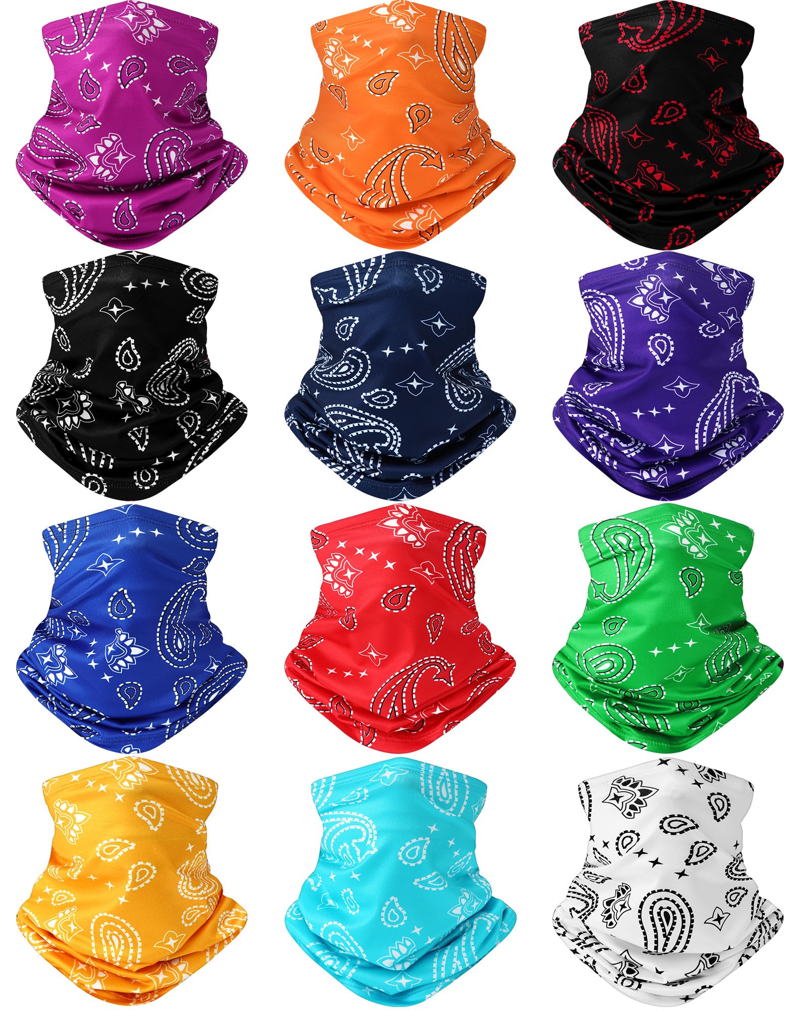 12 Pack Neck Gaiters Face Mask Bandana Balaclava for Men Women Cooling Neck Gaiter Summer UV Sun Protection Scarf-image-21