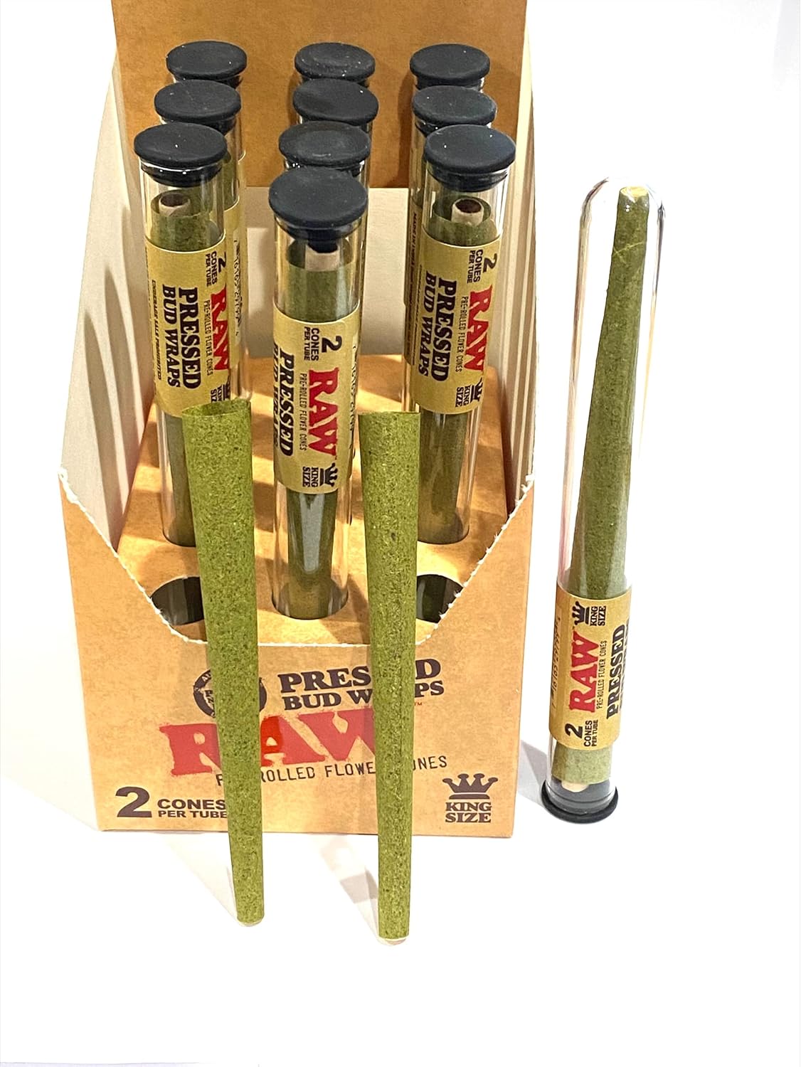 Raw Pressed Bud wraps- King Size Cones (24 cones Full display) with DeLaCruzV Sticker.